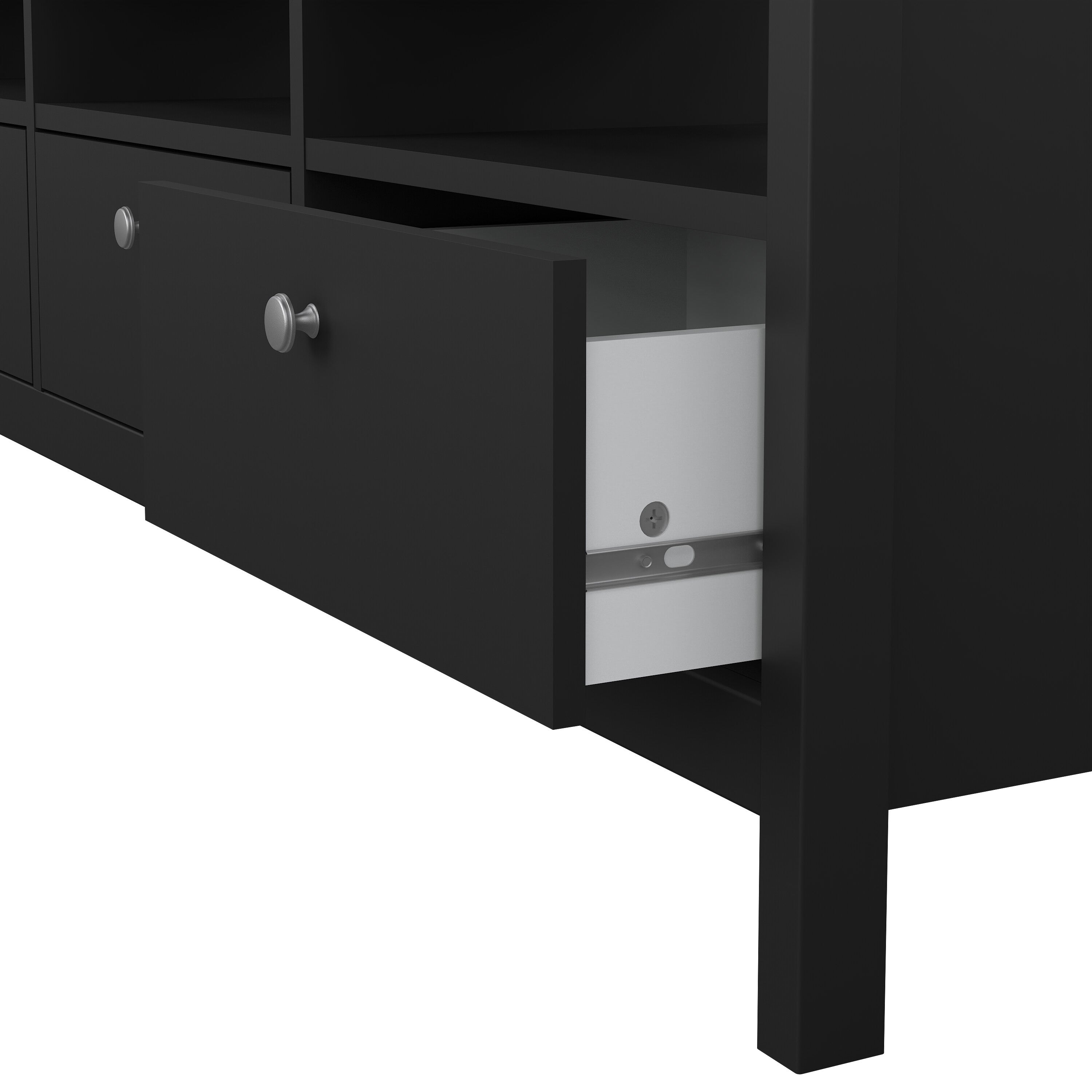 Madrid TV Unit 3 Drawers in Matt Black – FTG, view 9