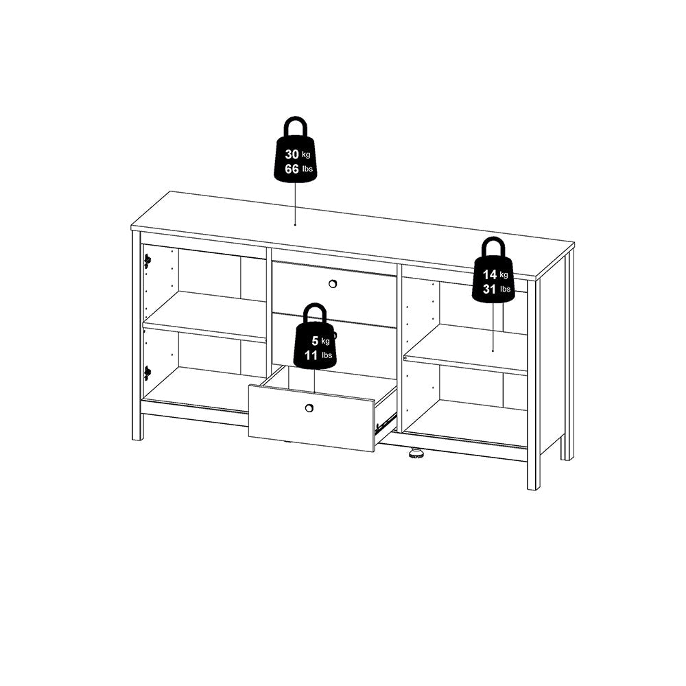 Madrid Sideboard 2 Doors 3 Drawers in Matt Black – FTG, view 12