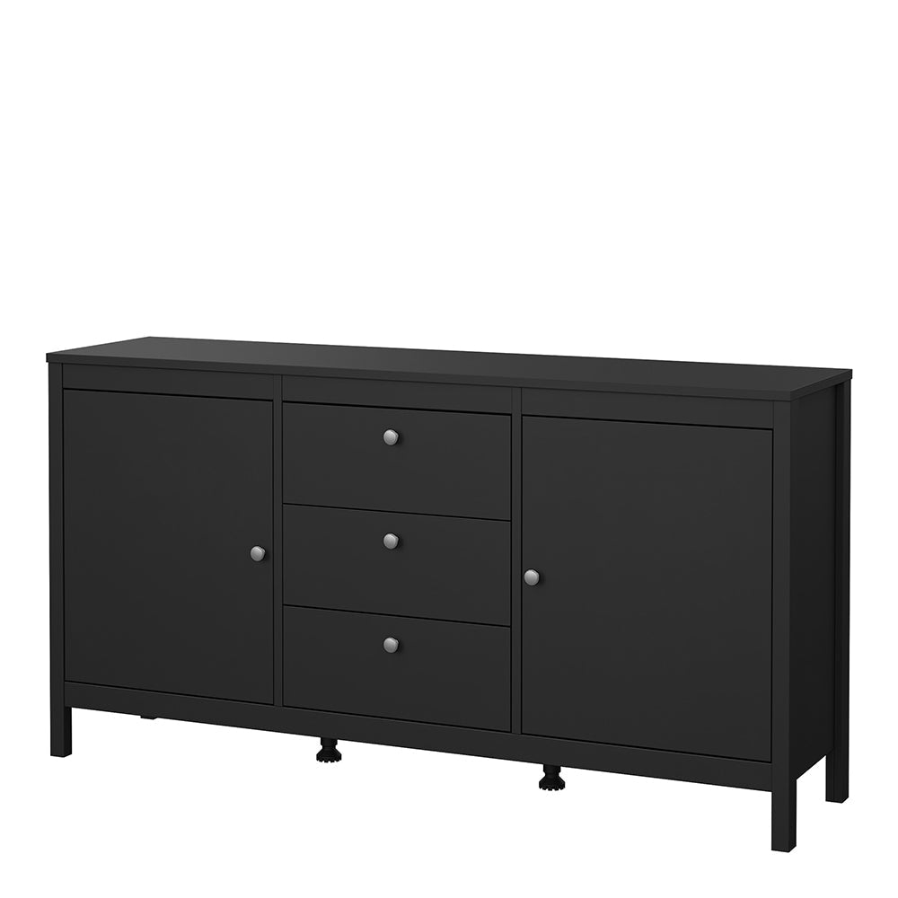 Madrid Sideboard 2 Doors 3 Drawers in Matt Black – FTG, view 3