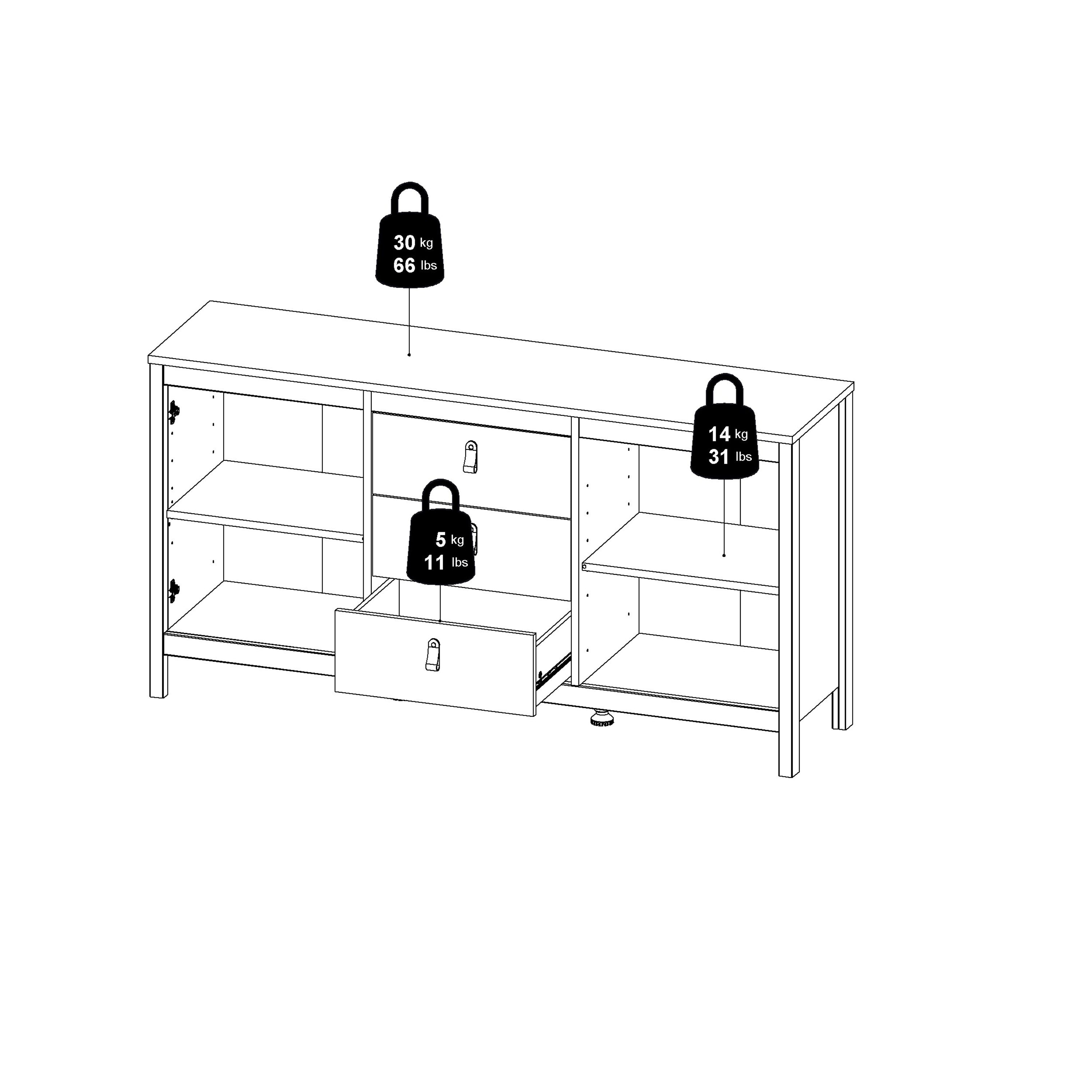 Madrid Sideboard 2 Doors + 3 Drawers in Cashmere – FTG, view 11