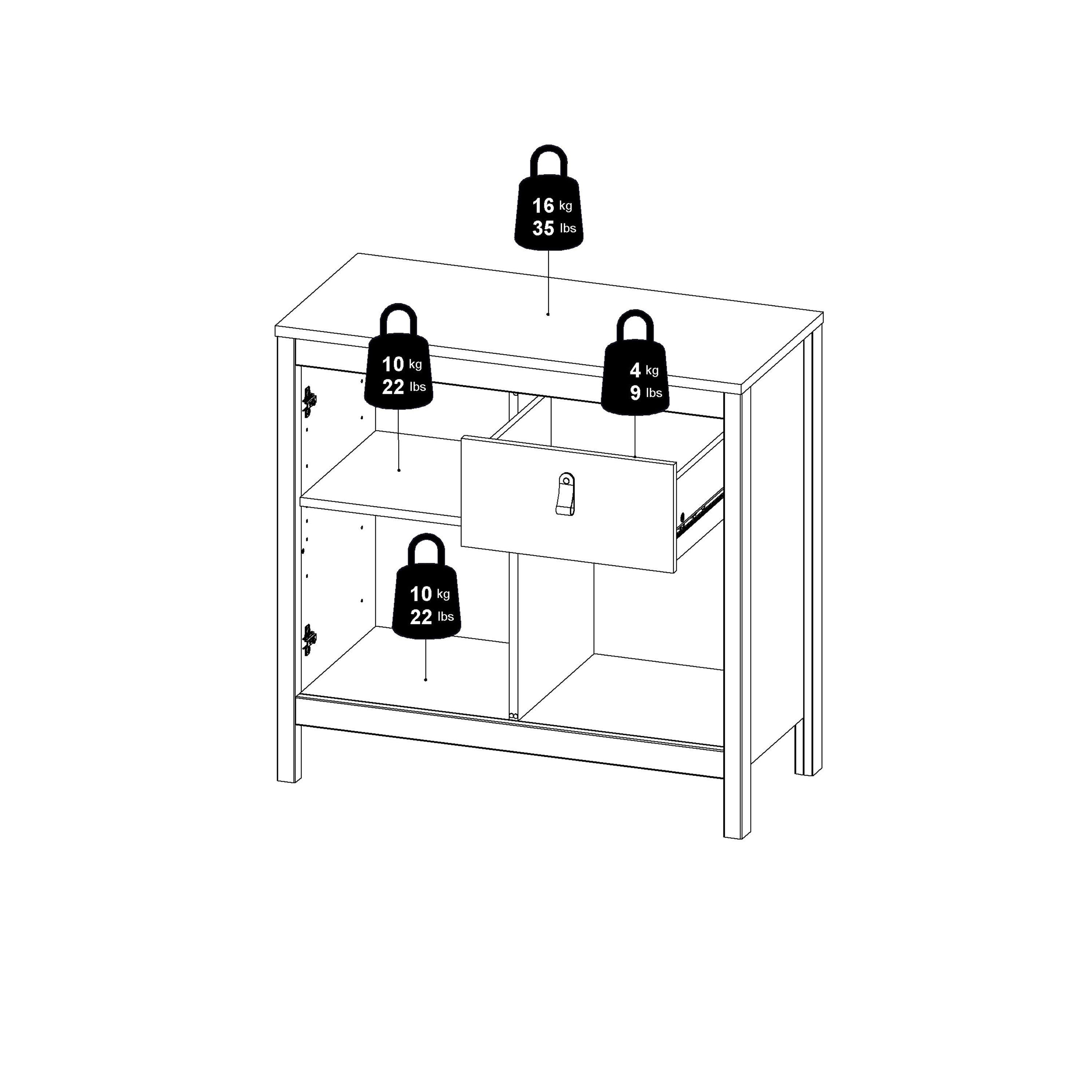 Madrid Sideboard 2 Doors 1 Drawer in Matt Black – FTG, view 13