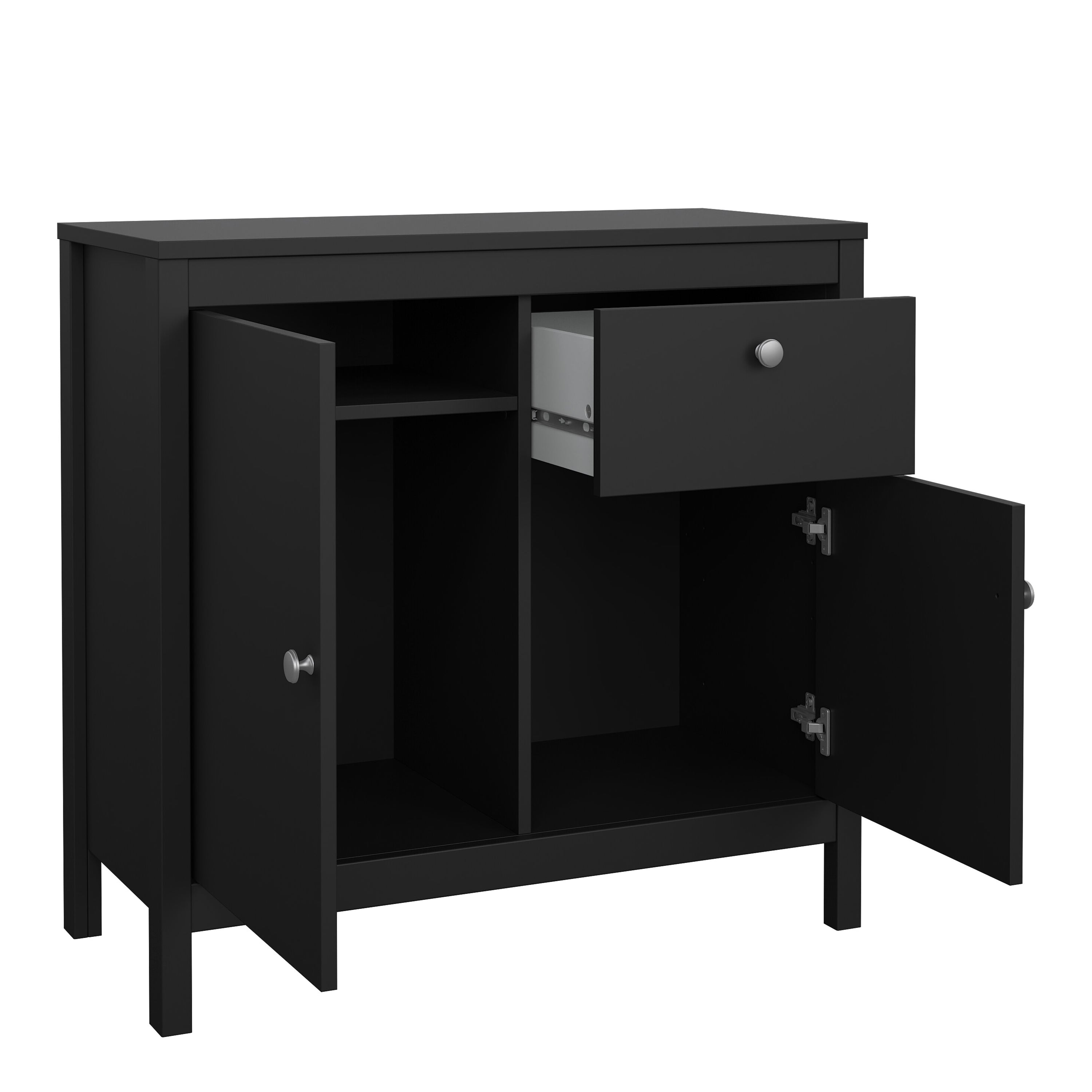 Madrid Sideboard 2 Doors 1 Drawer in Matt Black – FTG, view 5