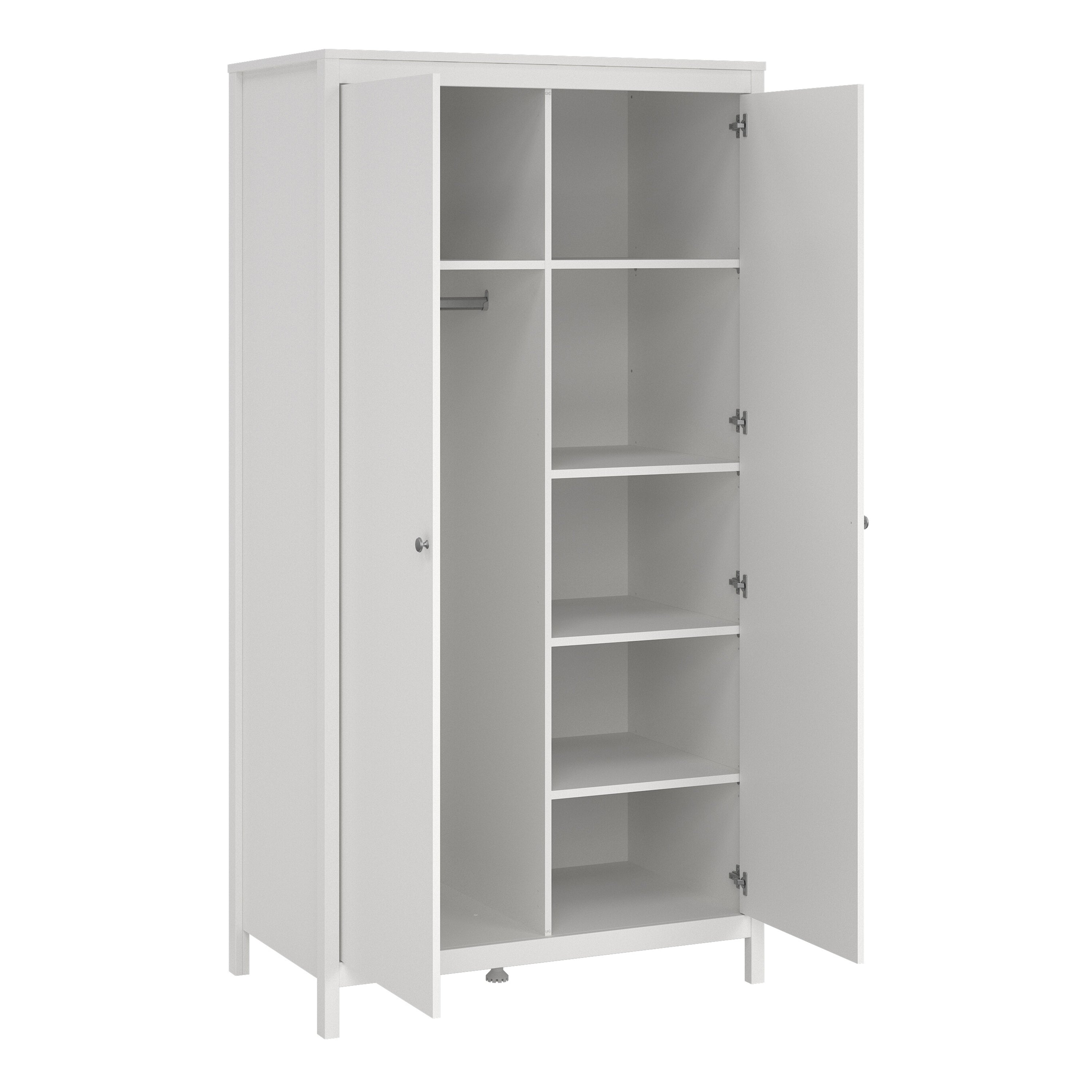 Madrid Wardrobe with 2 Doors in White – FTG, view 5
