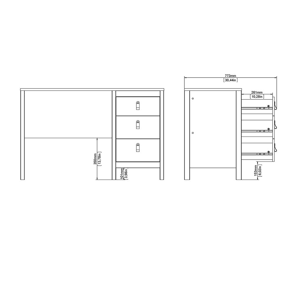 Madrid Desk 3 Drawers White – FTG, view 11