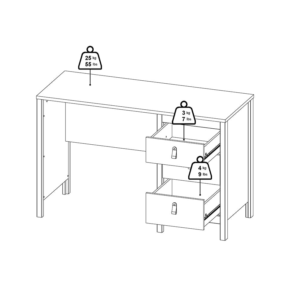 Madrid Desk 3 Drawers White – FTG, view 12