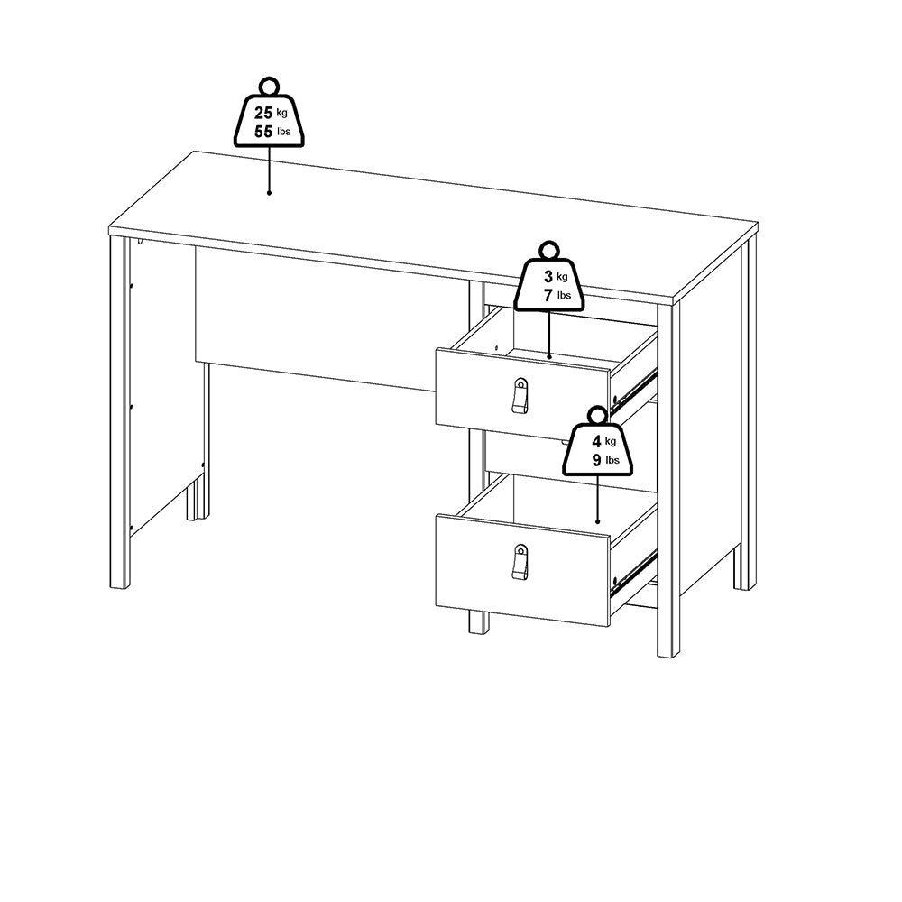 Madrid Desk 3 Drawers Matt Black – FTG, view 12