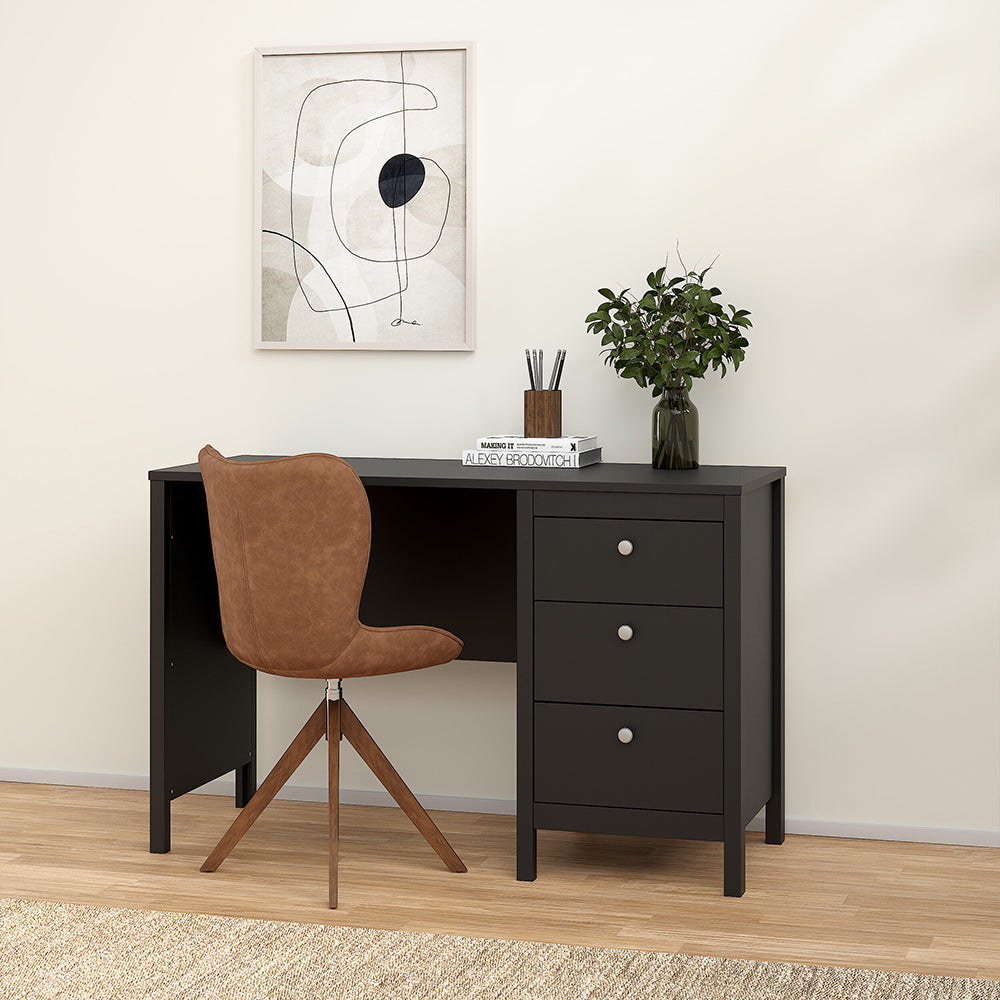Madrid Desk 3 Drawers Matt Black – FTG, view 7