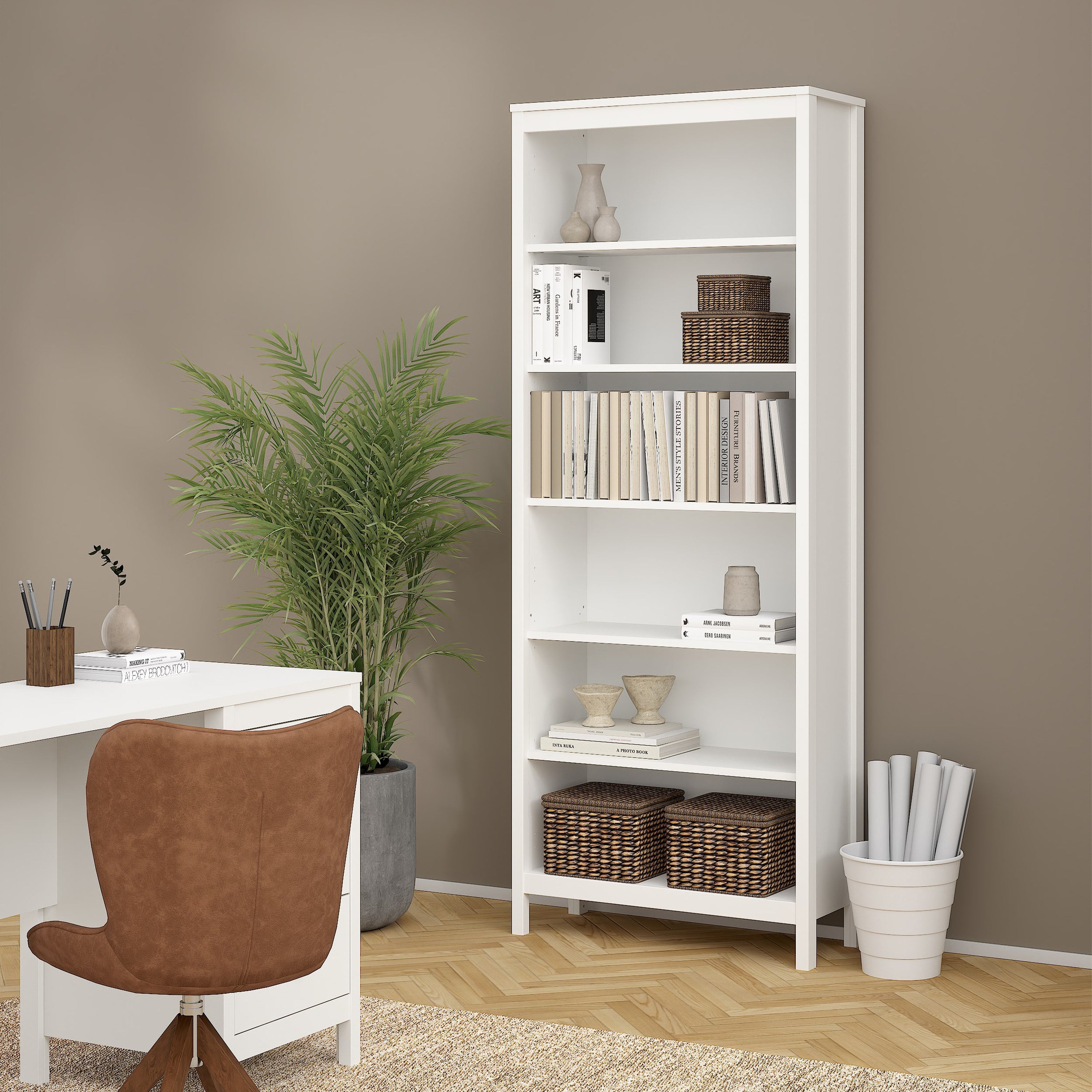 Madrid Bookcase in White – FTG, view 6