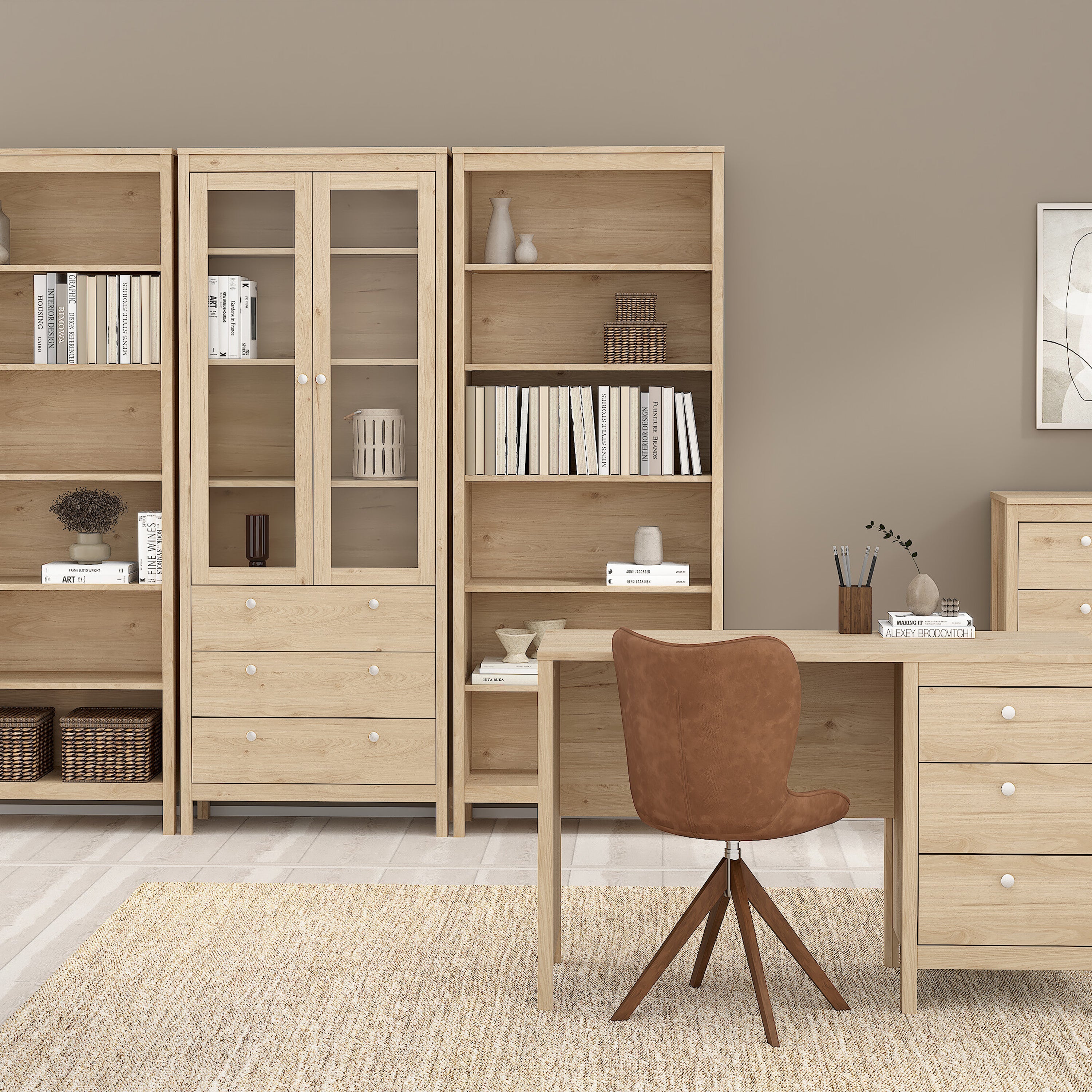 Madrid Bookcase in Jackson Hickory Oak – FTG, view 5