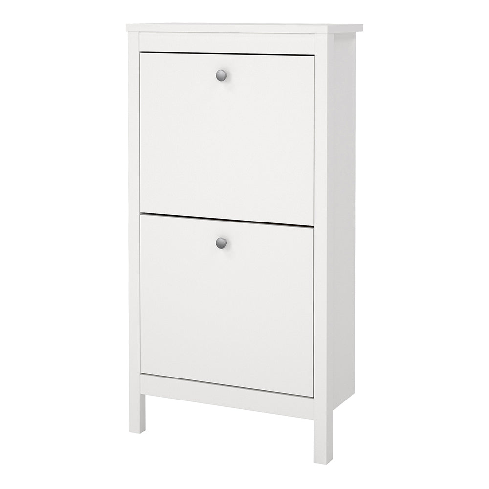 Madrid Shoe Cabinet 2 Flip Down Doors White – FTG, view 3