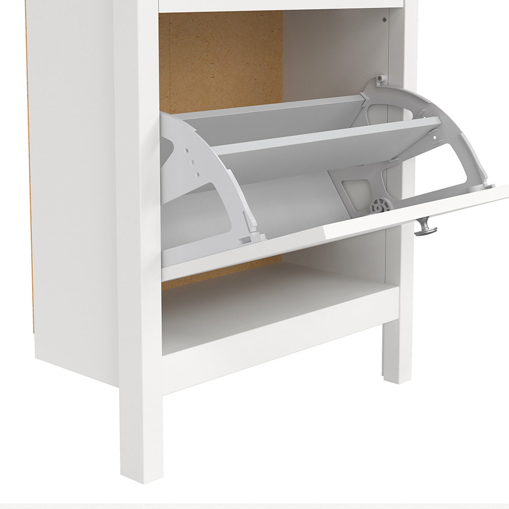 Madrid Shoe Cabinet 2 Flip Down Doors White – FTG, view 8
