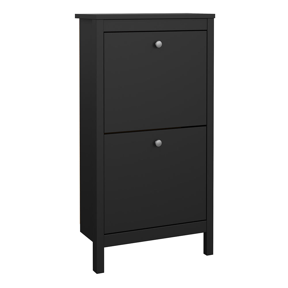 Madrid Shoe Cabinet 2 Flip Down Doors Matt Black – FTG