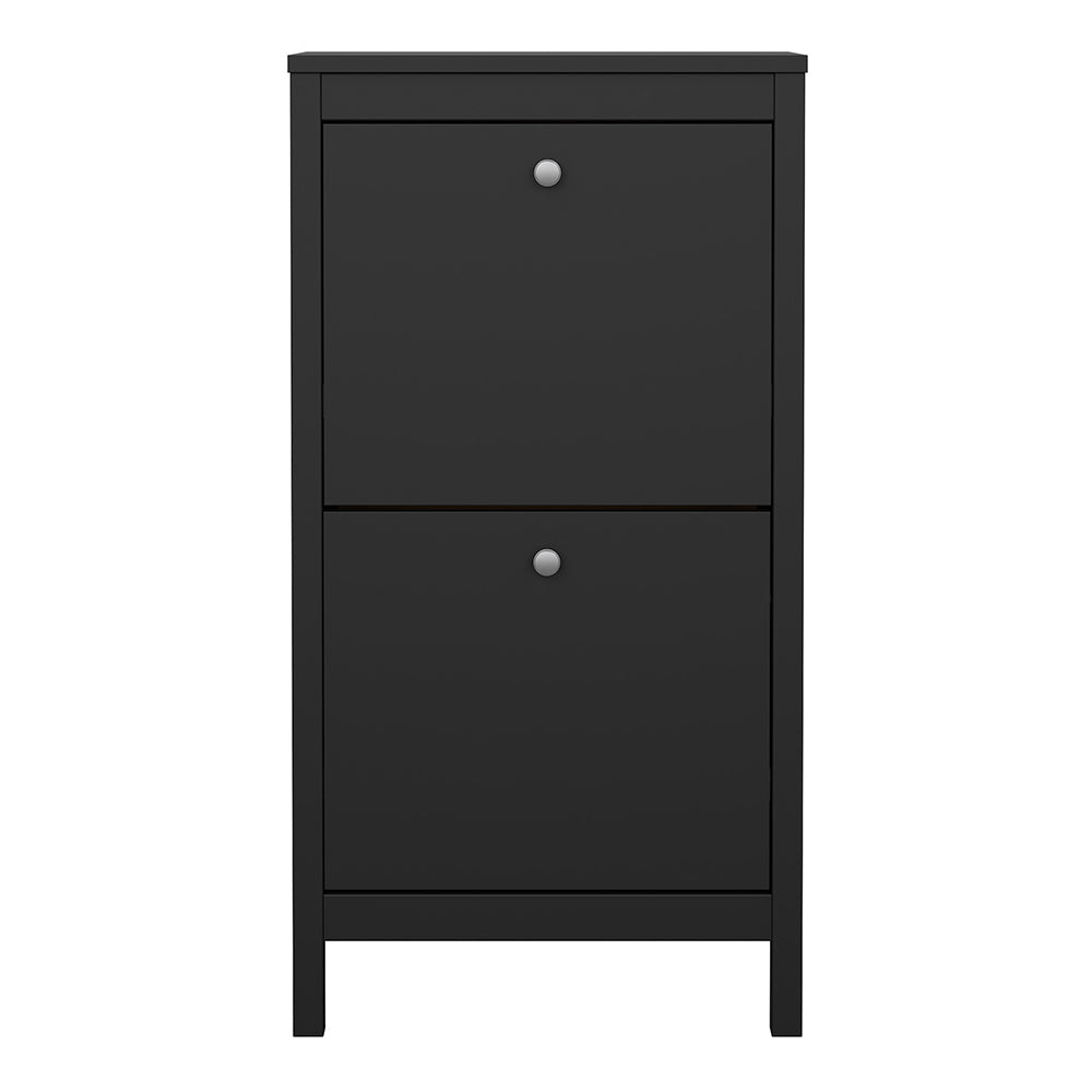 Madrid Shoe Cabinet 2 Flip Down Doors Matt Black – FTG, view 2