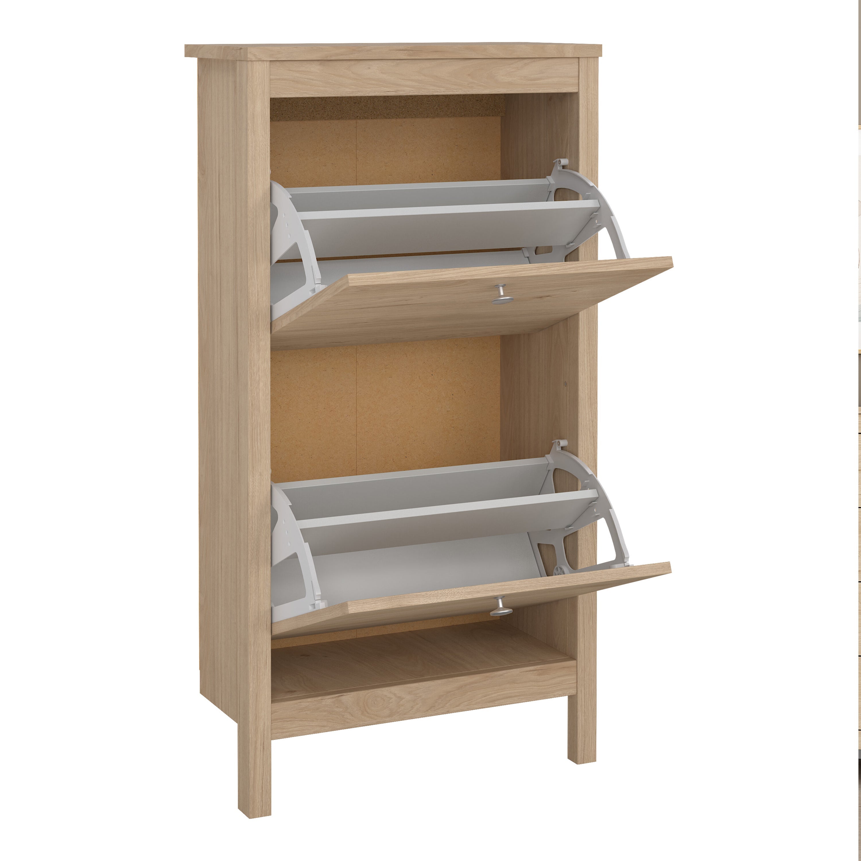 Madrid Shoe Cabinet 2 Flap Doors in Jackson Hickory Oak – FTG, view 5