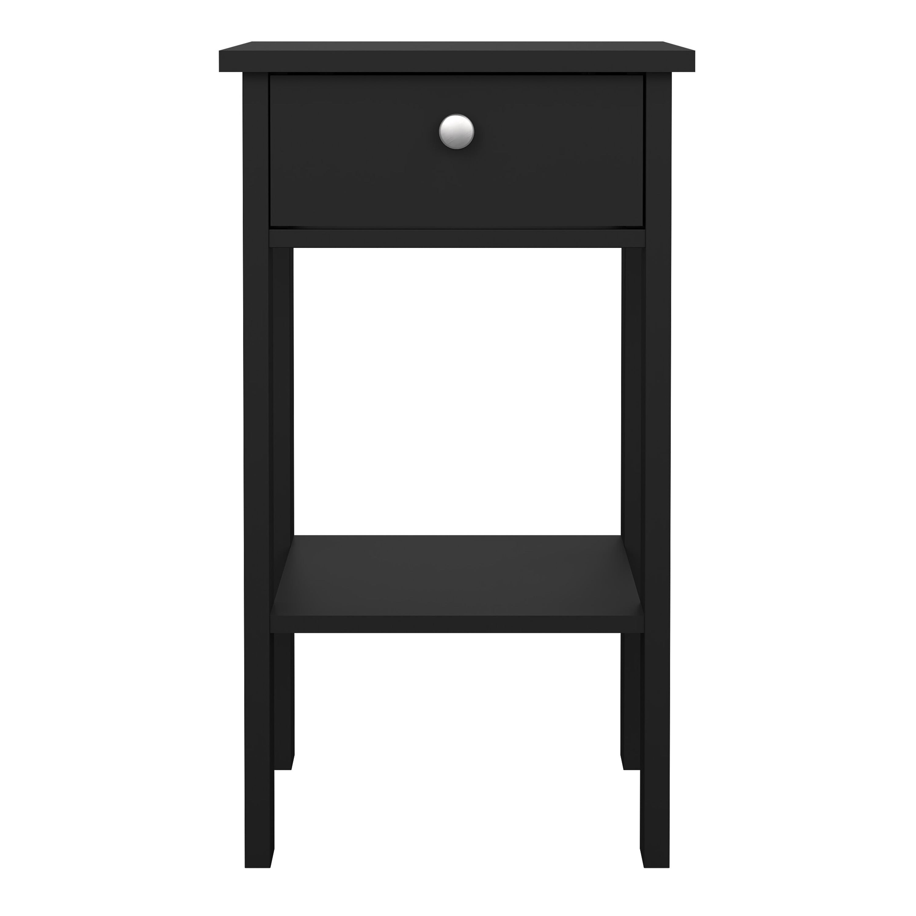Madrid Bedside Table with 1 Drawer in Matt Black – FTG, view 2
