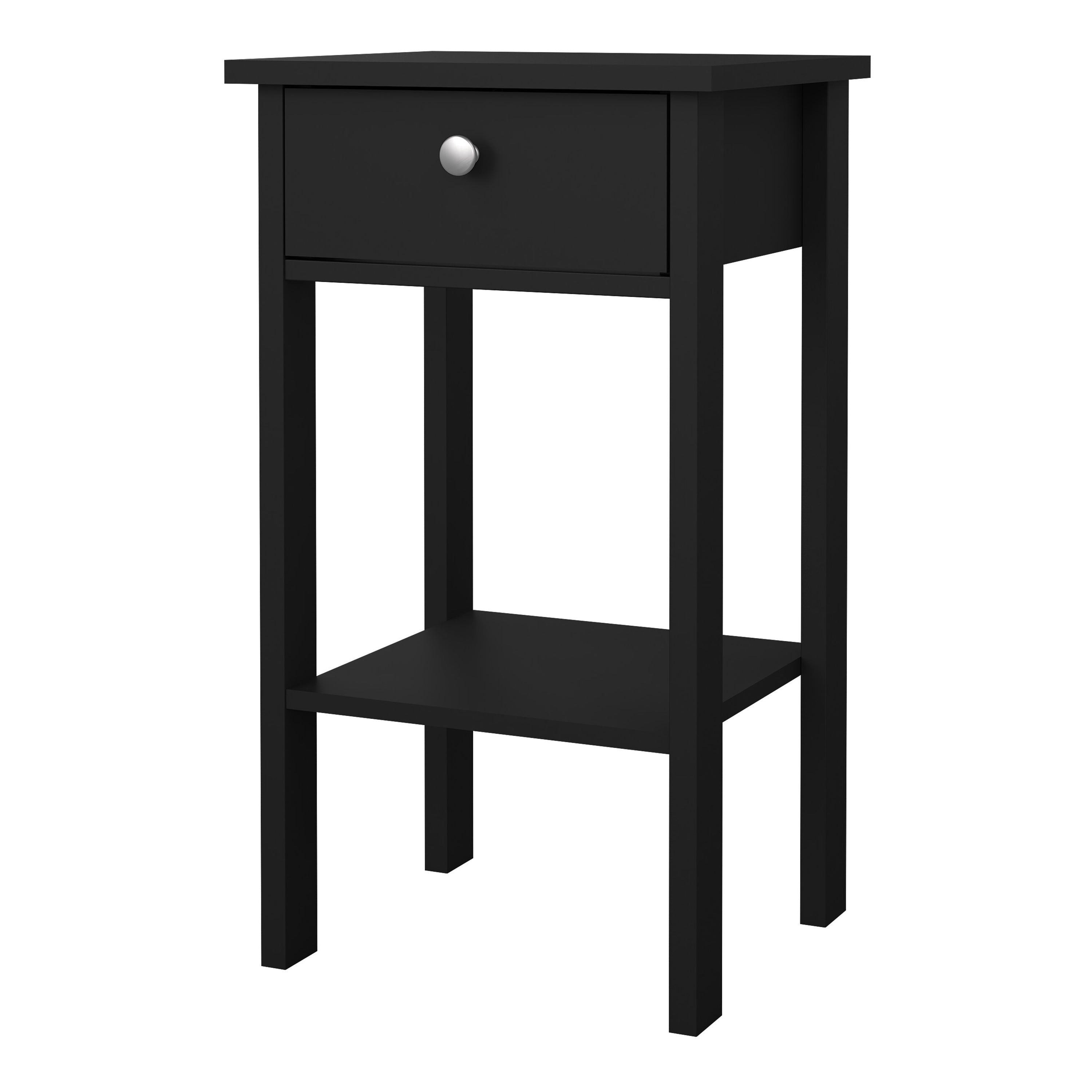 Madrid Bedside Table with 1 Drawer in Matt Black – FTG, view 3
