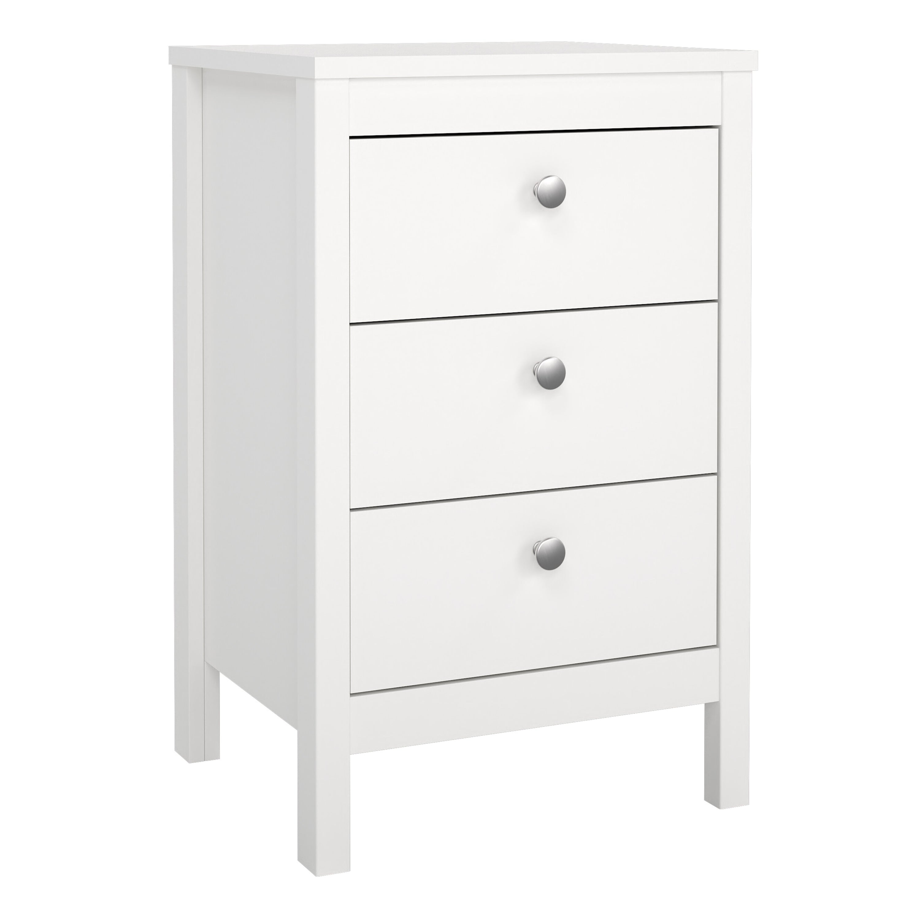 Madrid Bedside Table 3 Drawers in White – FTG