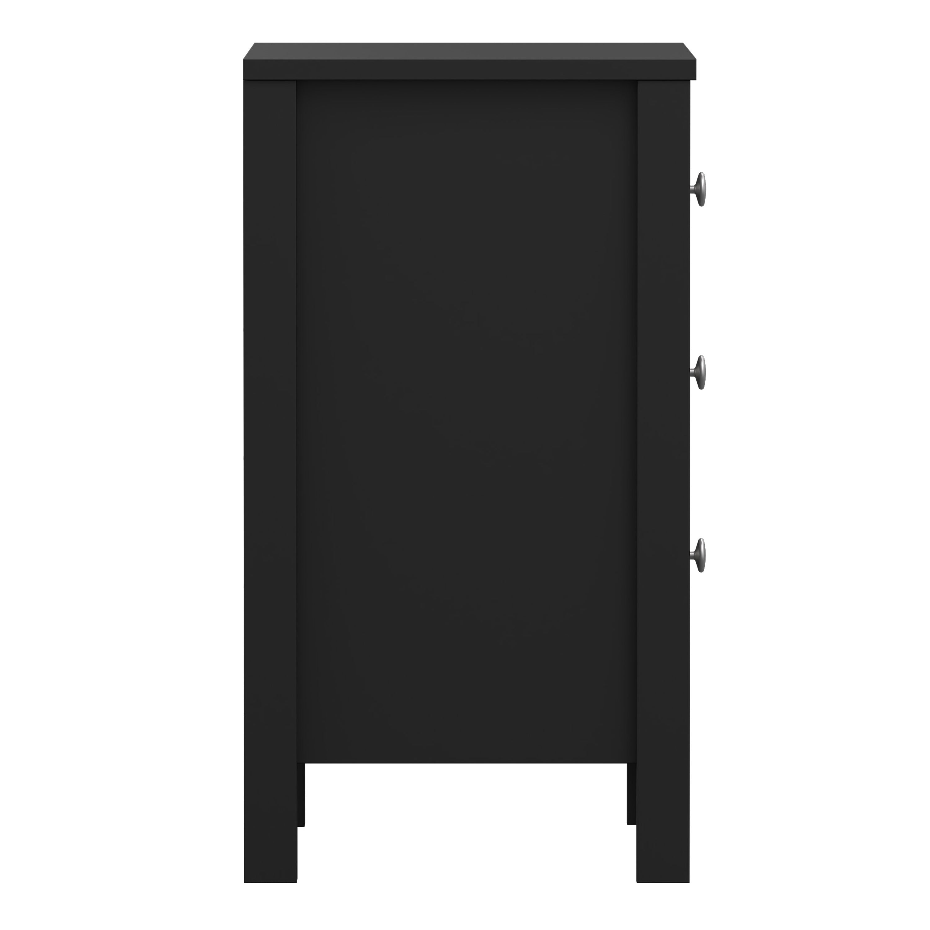 Madrid Bedside Table 3 Drawers in Matt Black – FTG, view 4