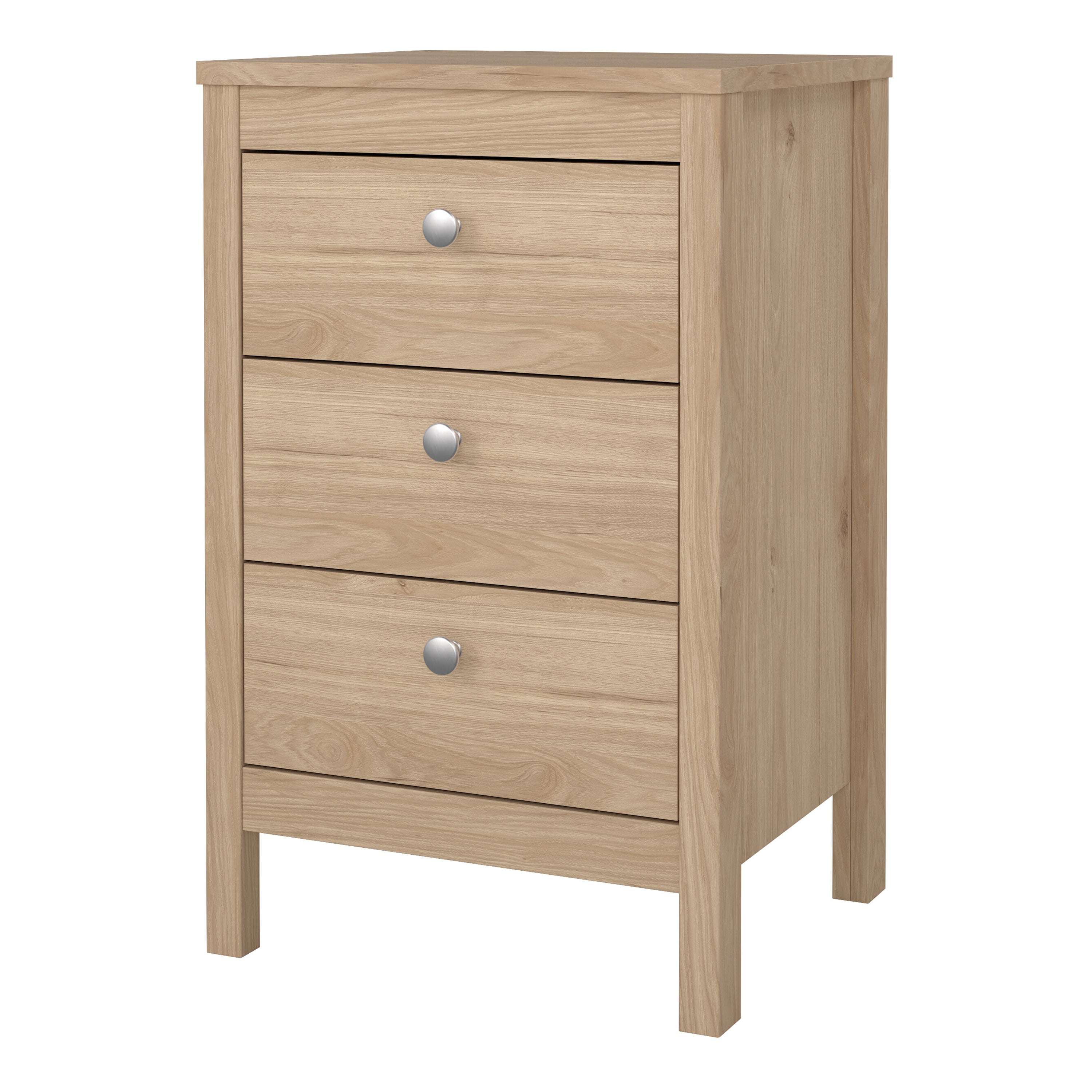 Madrid Bedside Table 3 Drawers in Jackson Hickory Oak – FTG, view 3