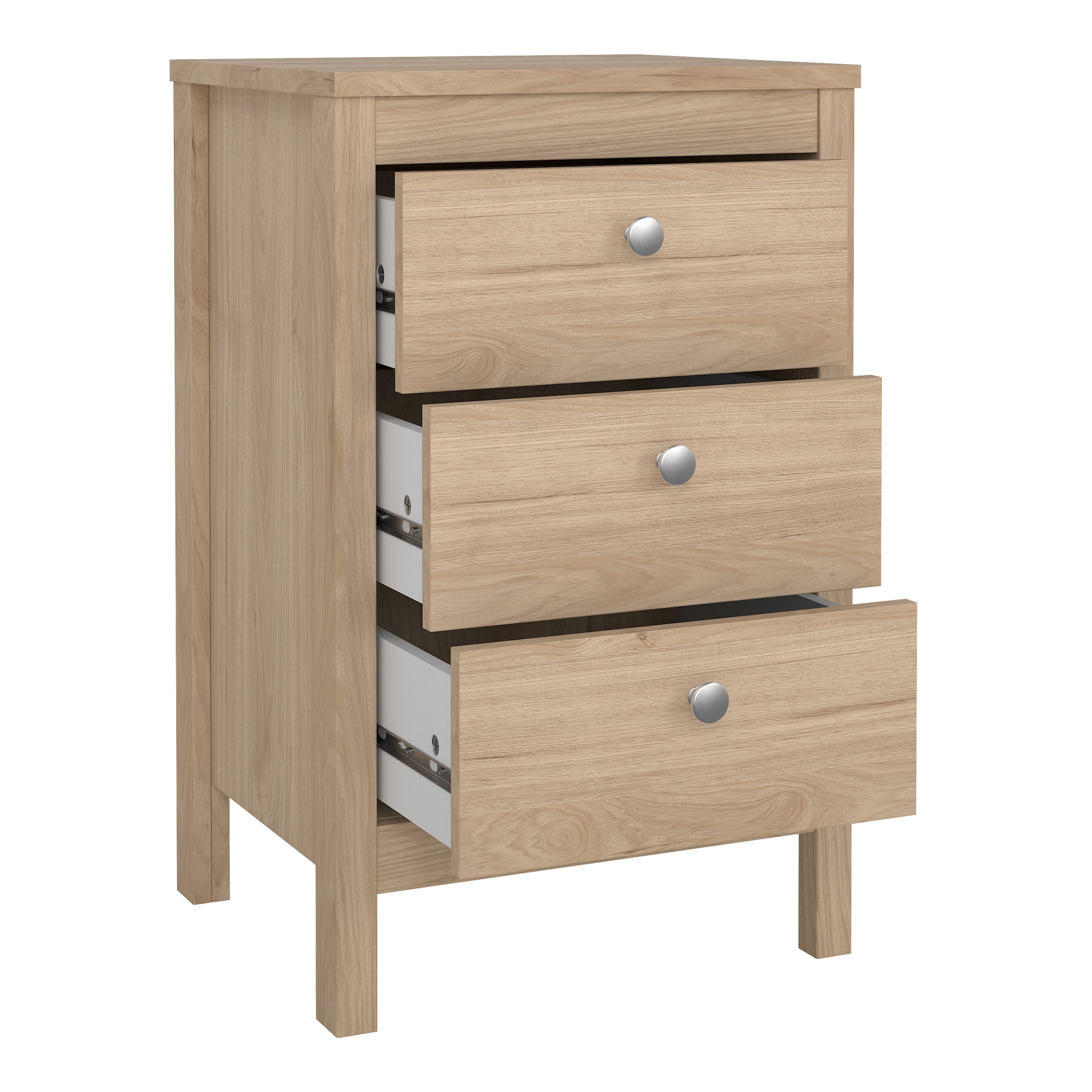 Madrid Bedside Table 3 Drawers in Jackson Hickory Oak – FTG, view 6