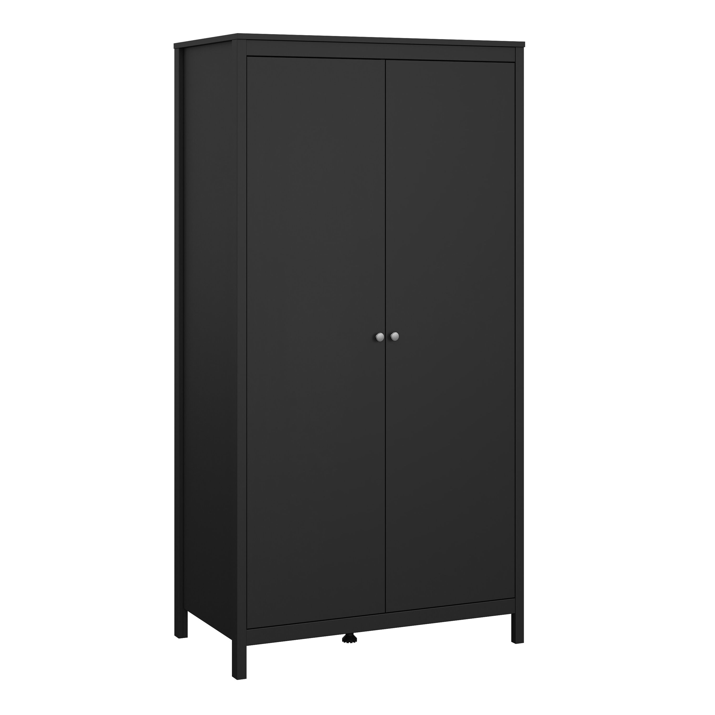 Madrid Package - Bedside Table 2 Drawers + Chest 3+2 Drawers + Wardrobe with 2 Doors in Matt Black – FTG, view 10