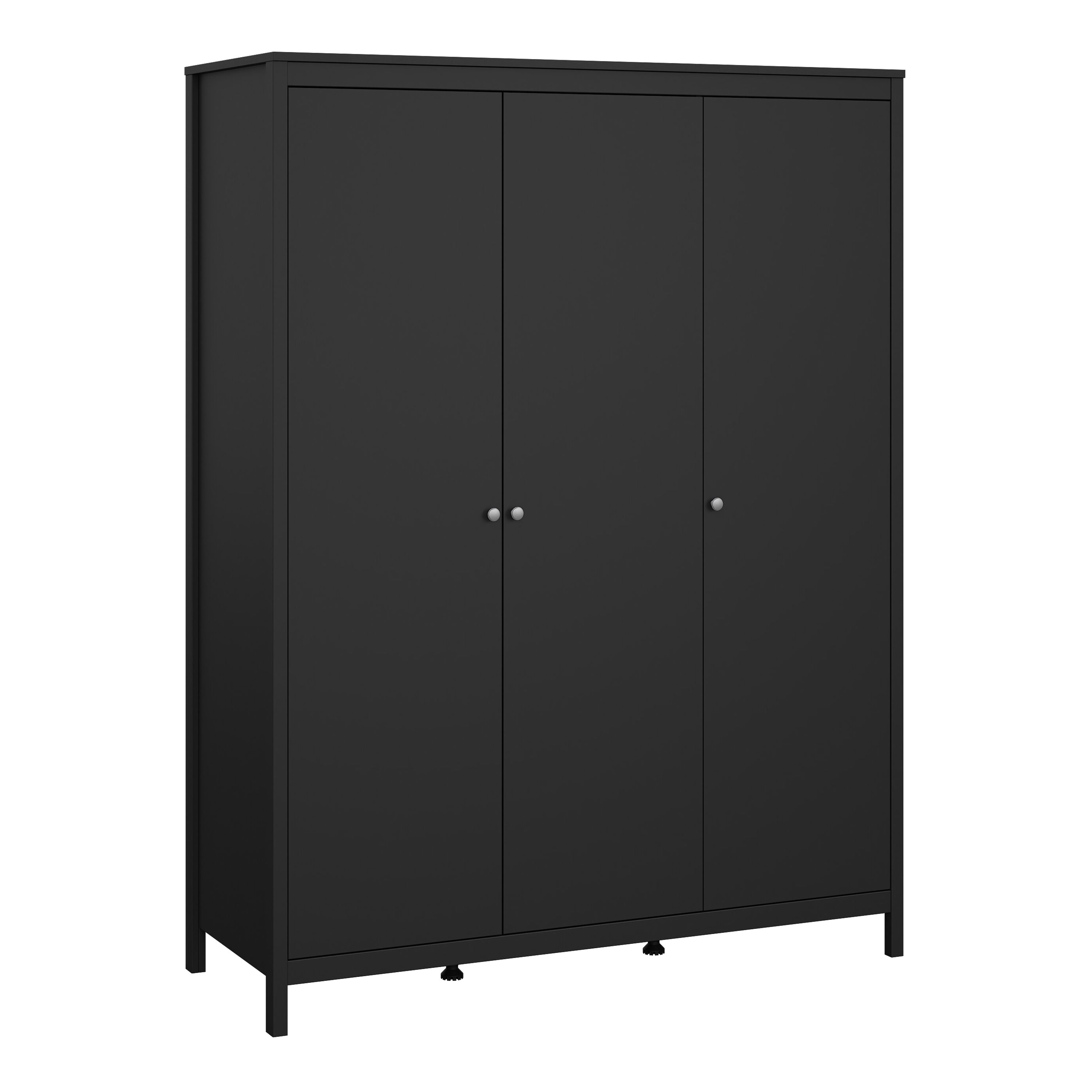 Madrid Package - Bedside Table 2 Drawers + Chest 5 Drawers + Wardrobe with 3 Doors in Matt Black – FTG, view 10