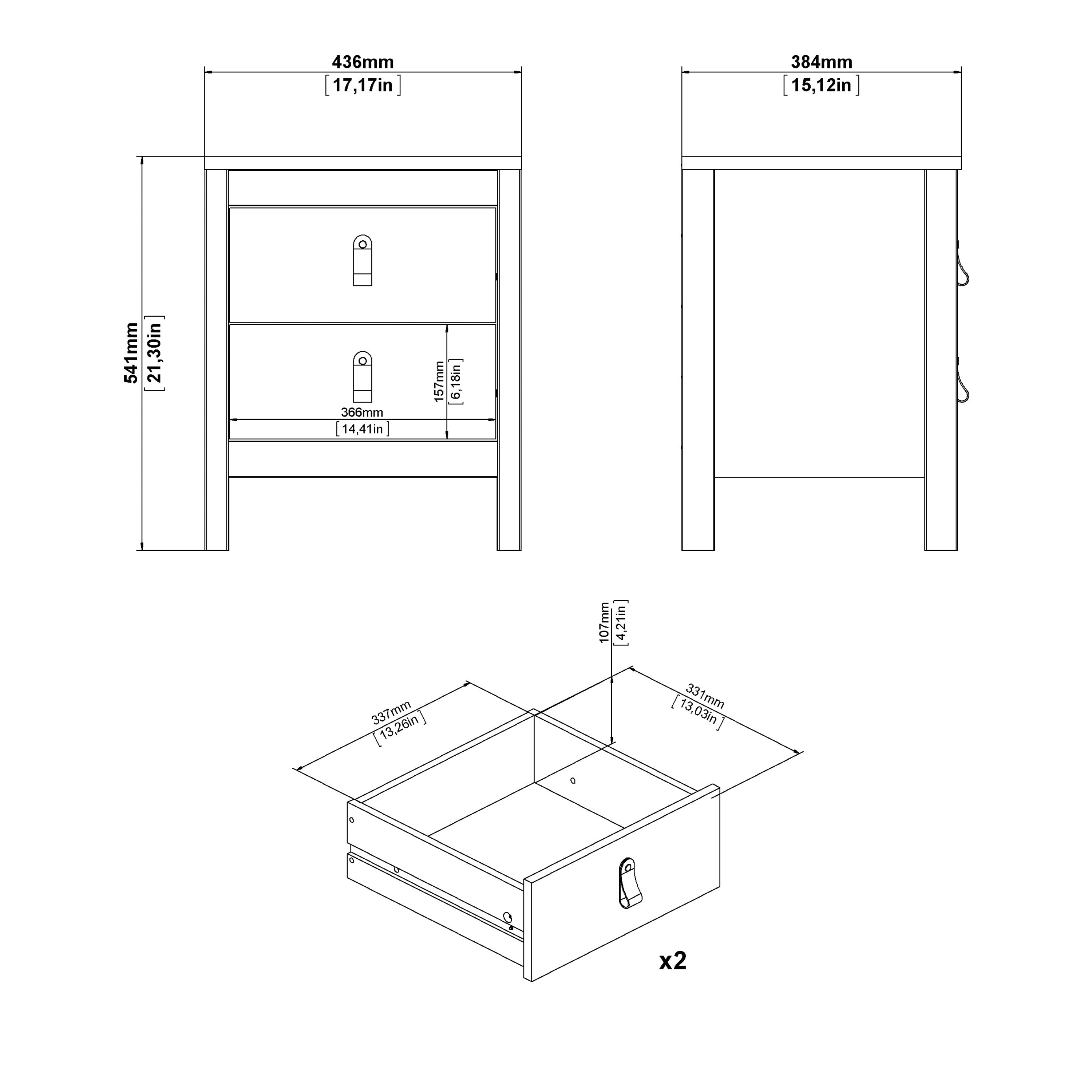 Madrid Package - Bedside Table 2 Drawers + Chest 5 Drawers + Wardrobe with 3 Doors in Matt Black – FTG, view 5