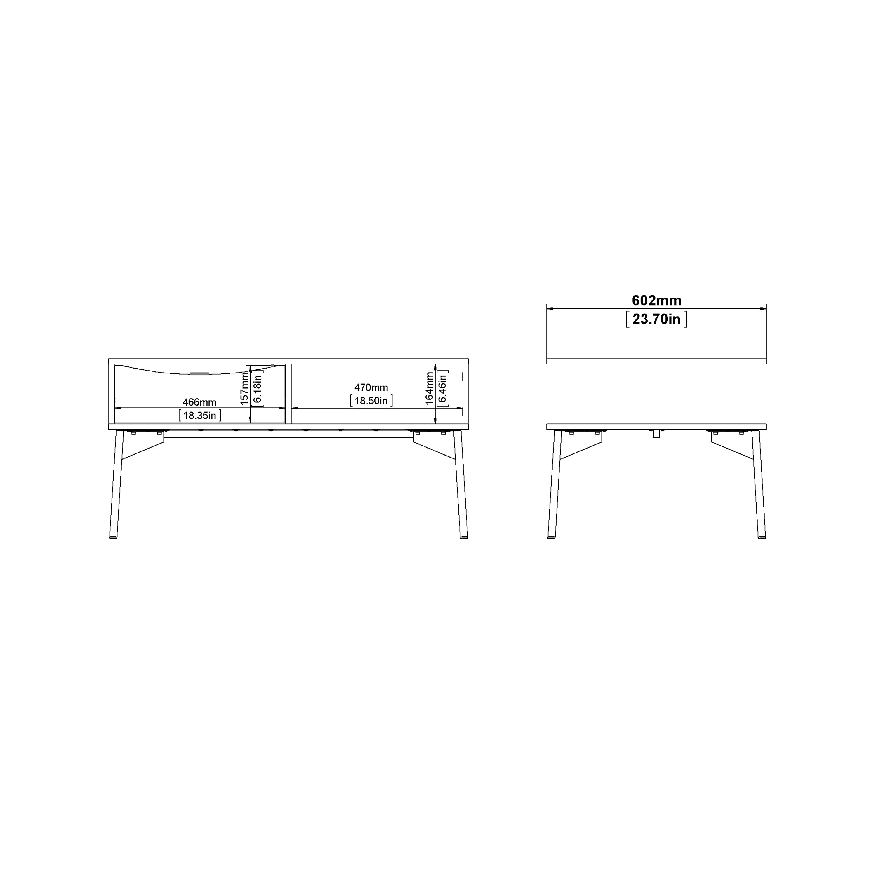 Fur Coffee Table with 1 Drawer in Grey and White – FTG, view 12
