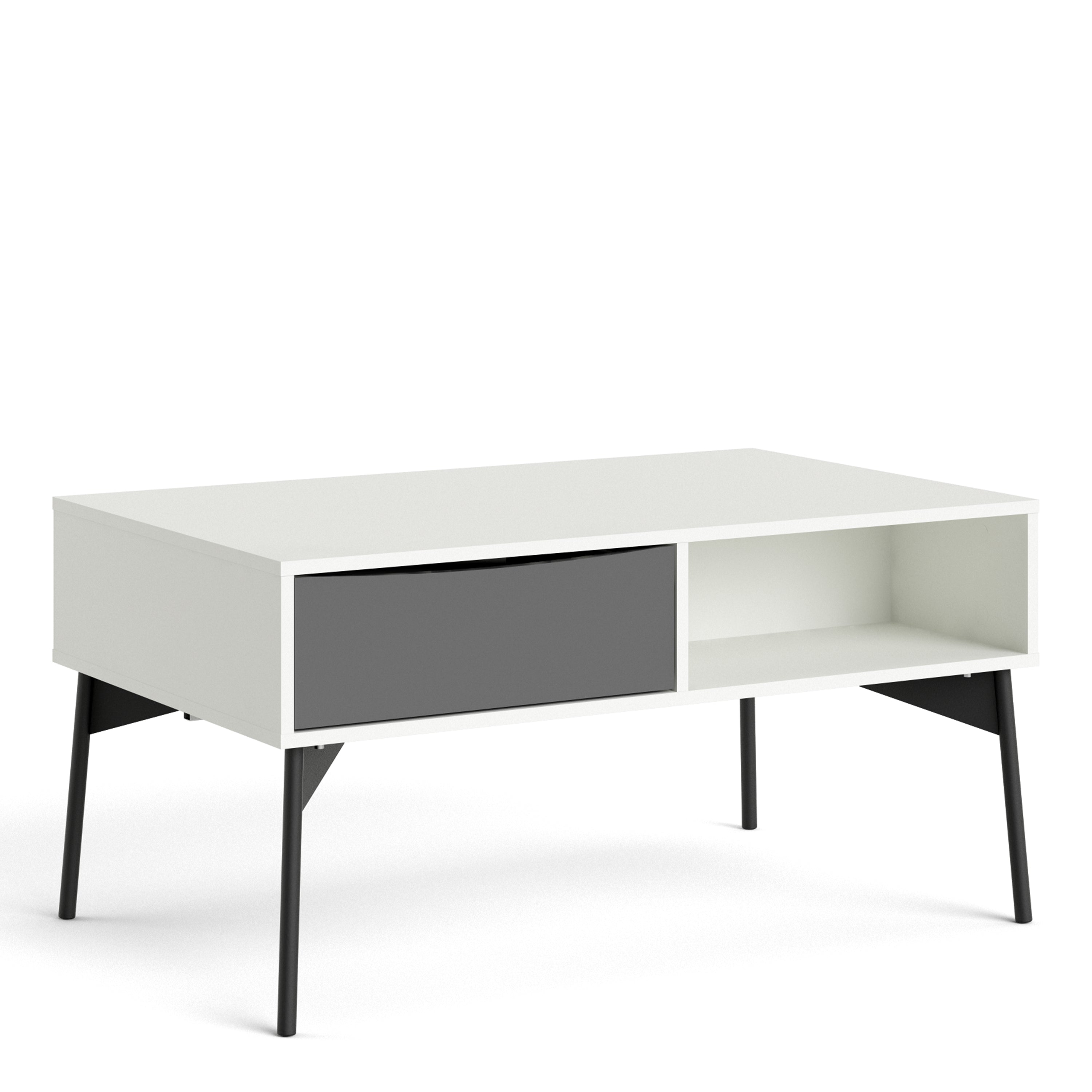 Fur Coffee Table with 1 Drawer in Grey and White – FTG