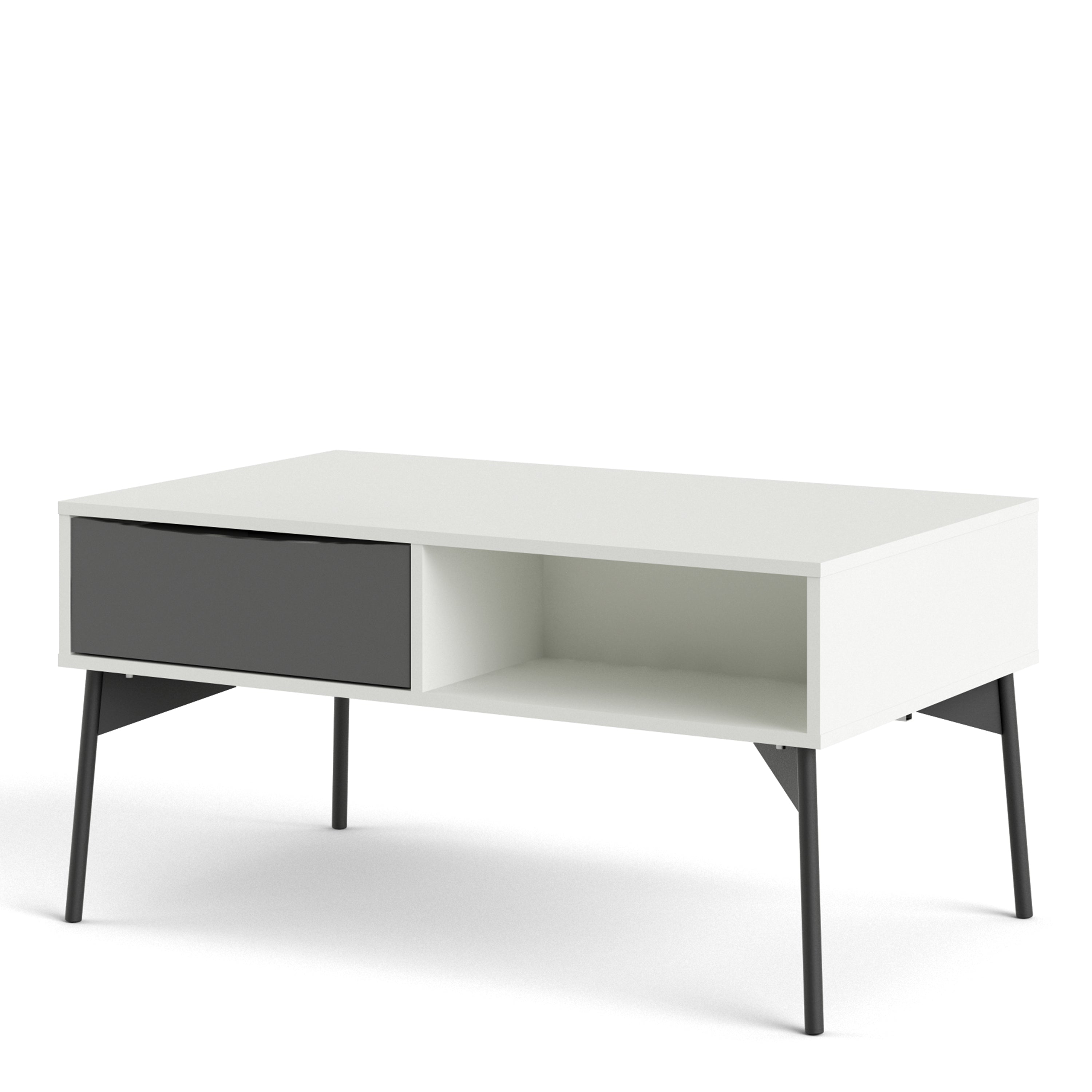 Fur Coffee Table with 1 Drawer in Grey and White – FTG, view 3