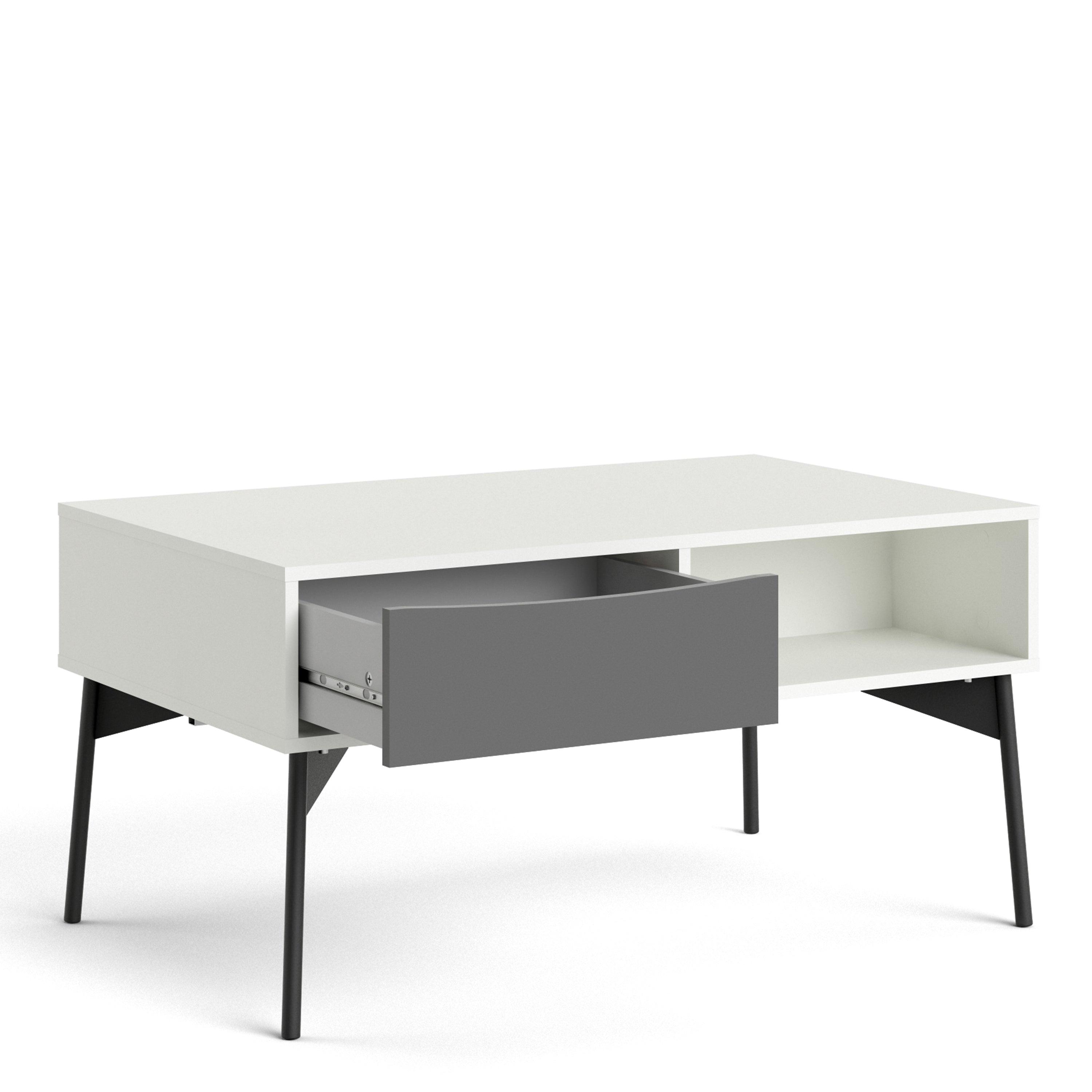 Fur Coffee Table with 1 Drawer in Grey and White – FTG, view 4