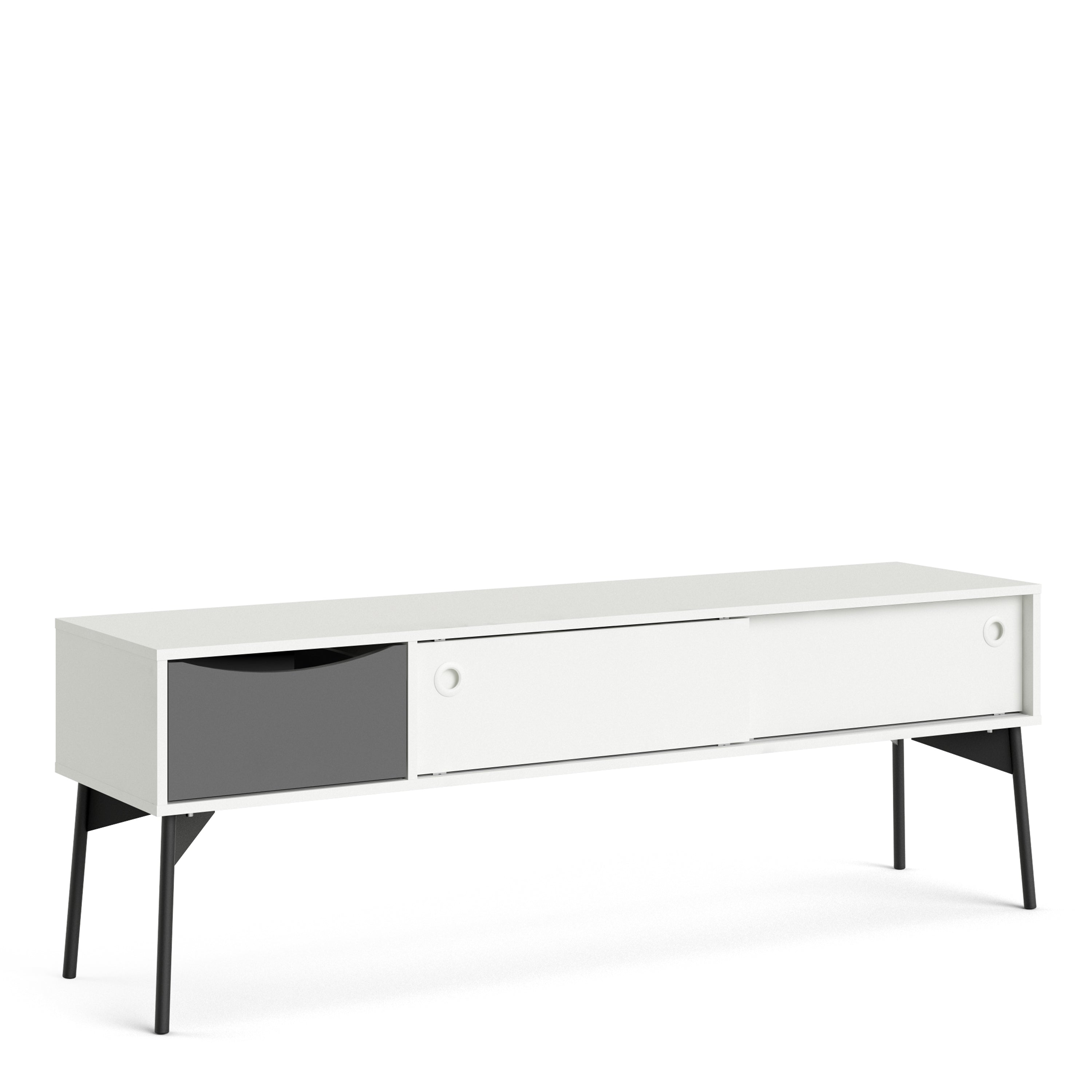 Fur TV Unit 2 Sliding Doors, 1 Drawer Grey and White – FTG