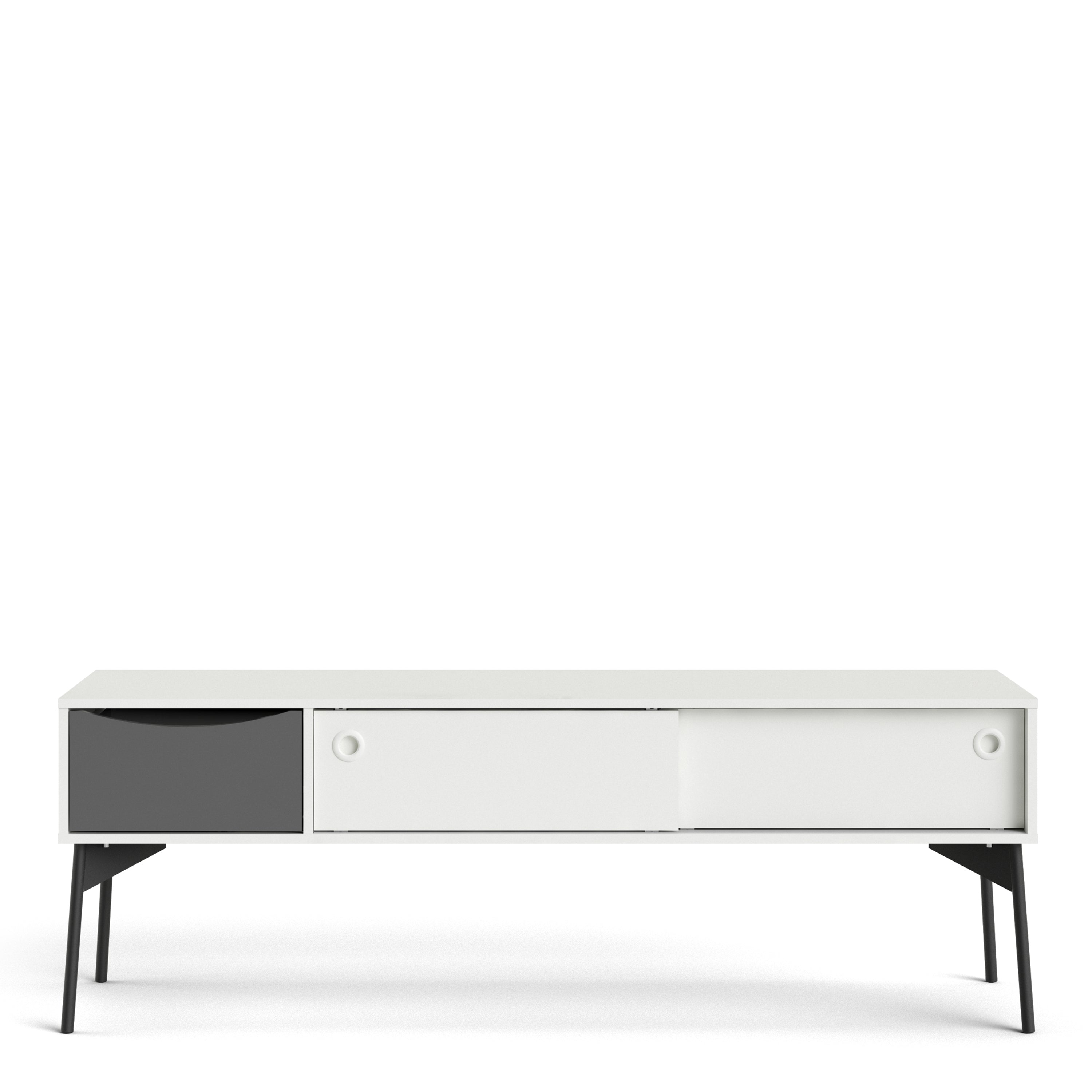 Fur TV Unit 2 Sliding Doors, 1 Drawer Grey and White – FTG, view 2
