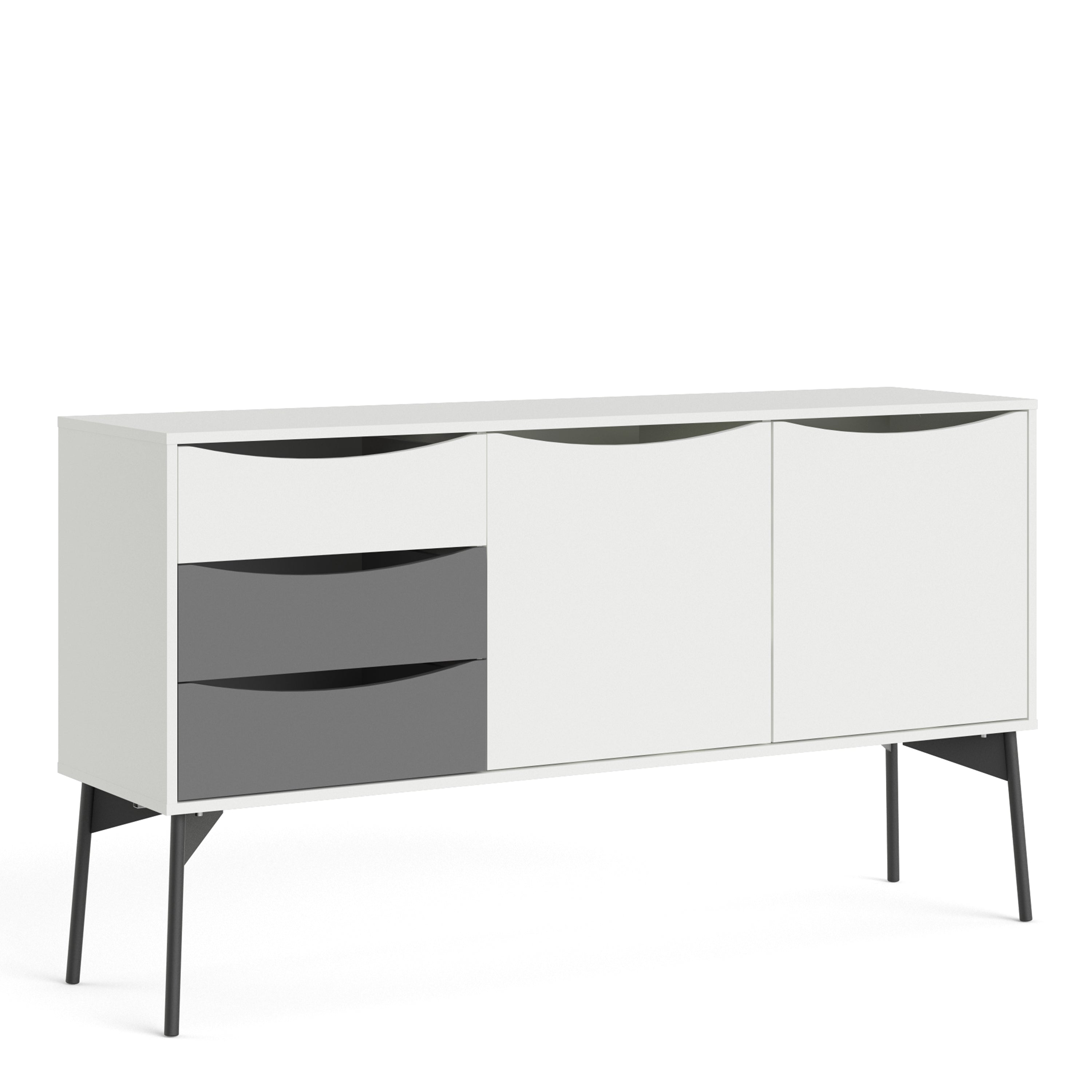 Fur Sideboard 2 Doors, 3 Drawers Grey and White – FTG