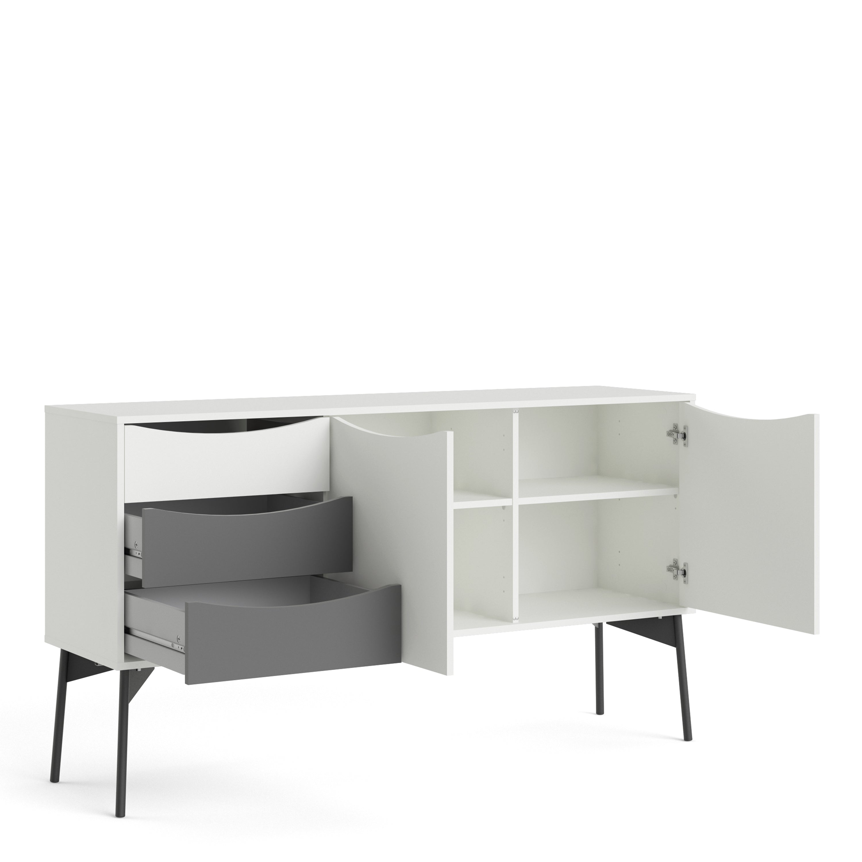 Fur Sideboard 2 Doors, 3 Drawers Grey and White – FTG, view 3