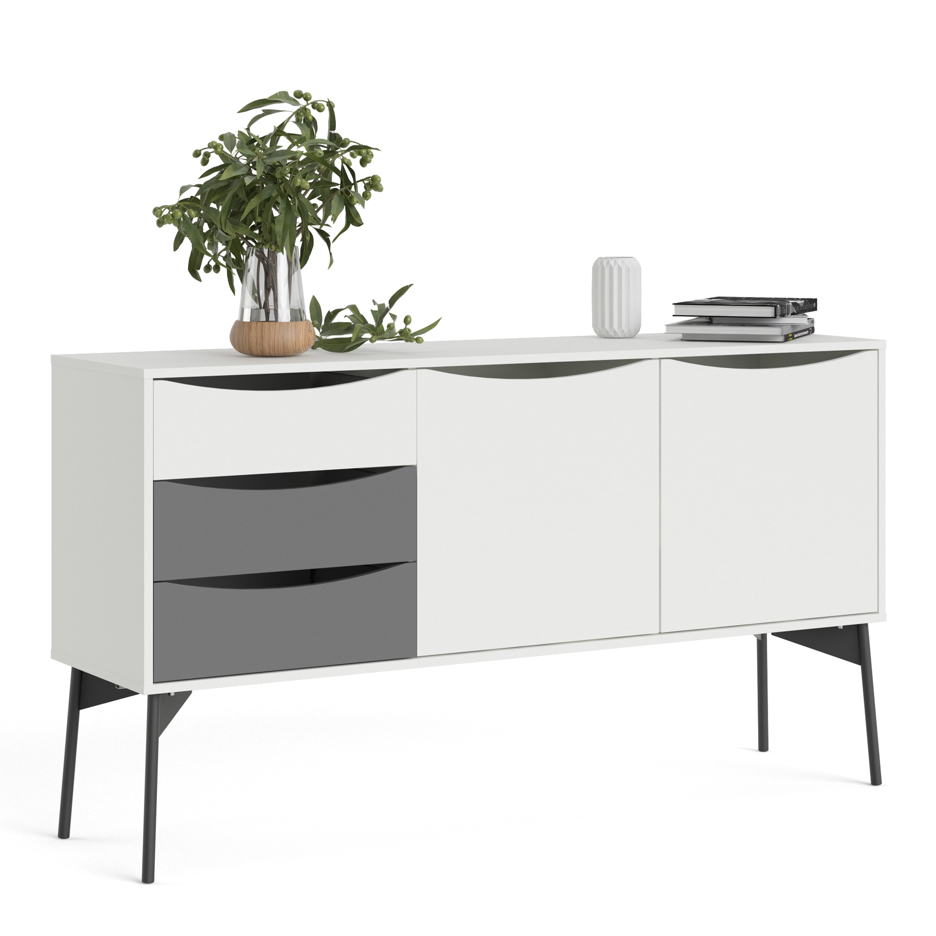 Fur Sideboard 2 Doors, 3 Drawers Grey and White – FTG, view 4