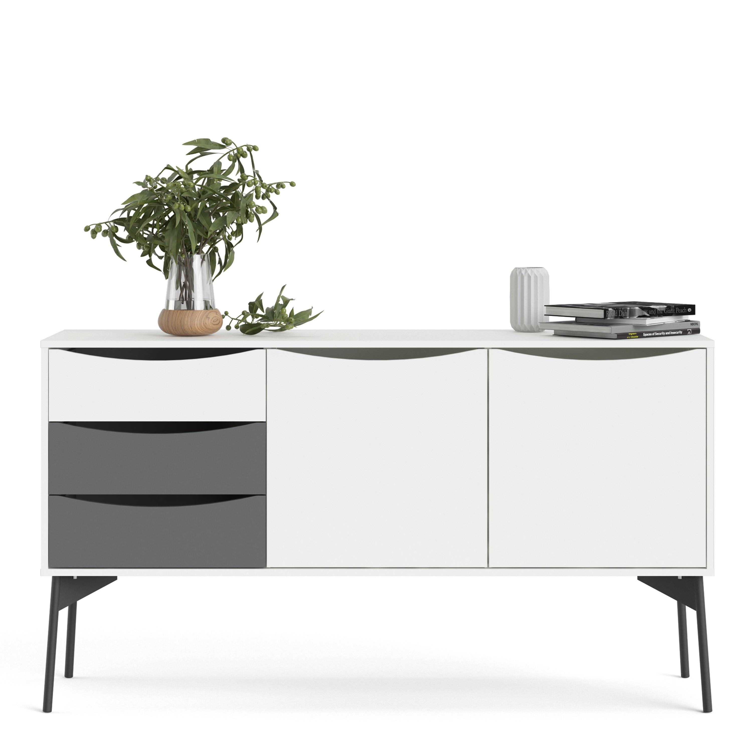 Fur Sideboard 2 Doors, 3 Drawers Grey and White – FTG, view 5