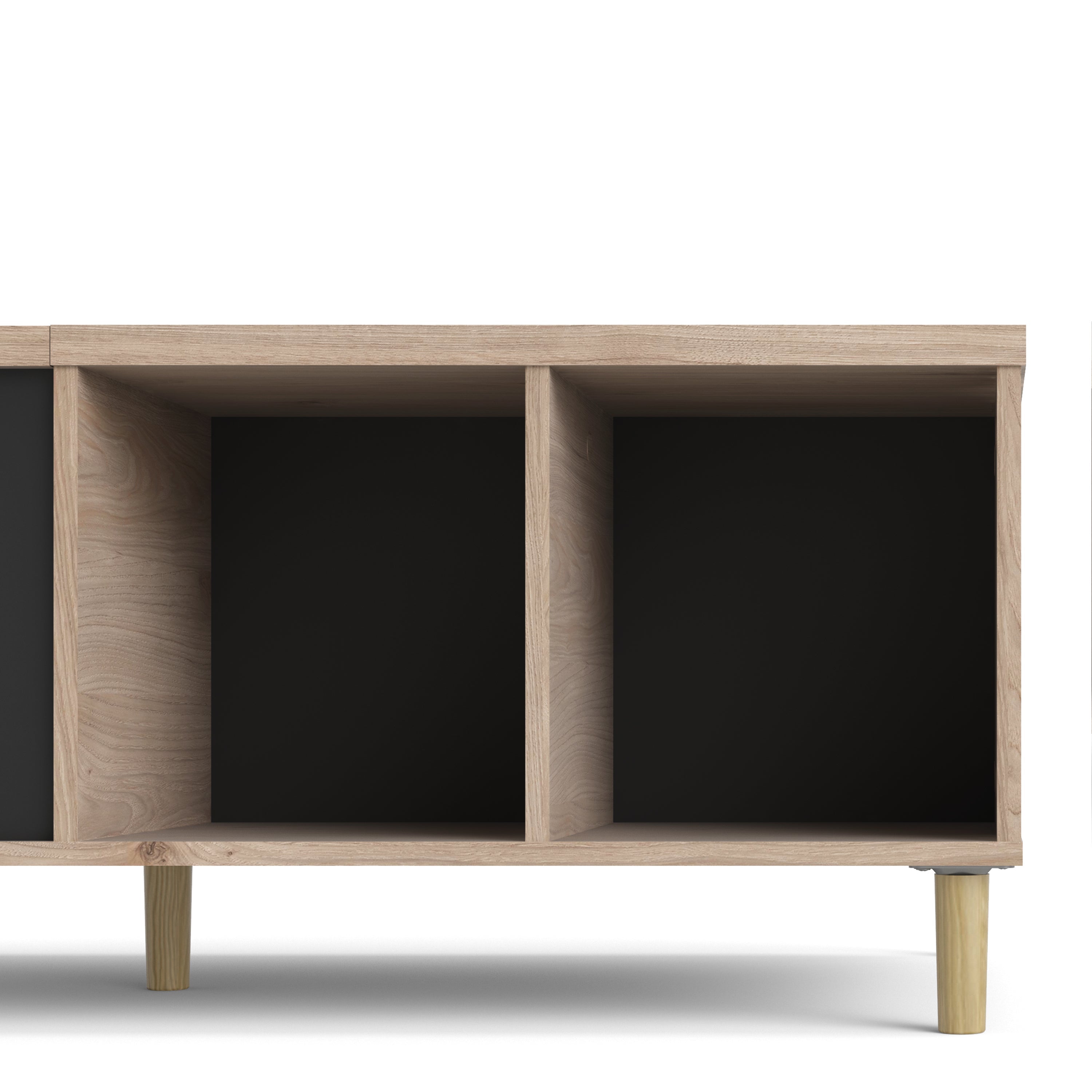 Rome Coffee Table with Sliding Top in Jackson Hickory Oak and Matt Black – FTG, view 11