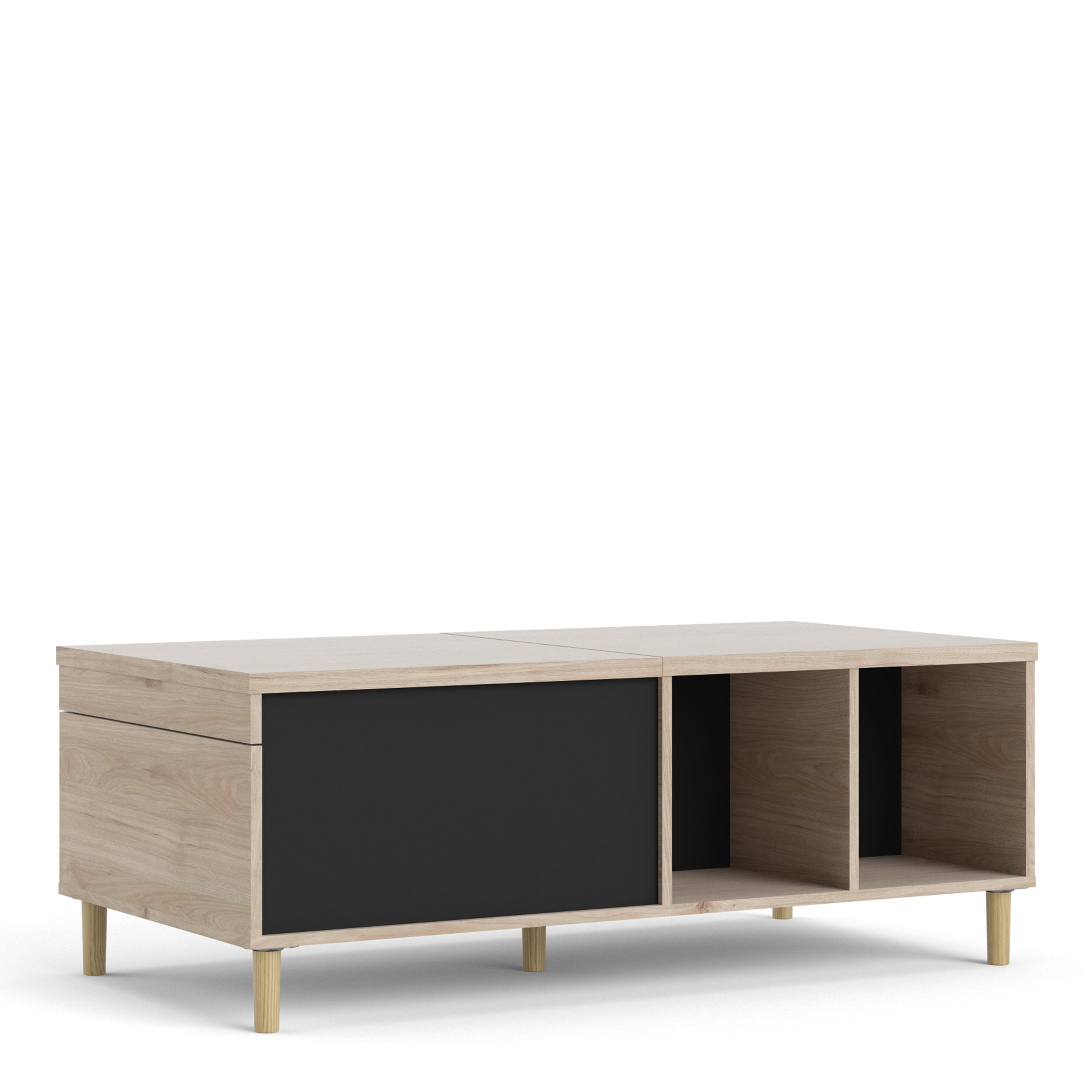 Rome Coffee Table with Sliding Top in Jackson Hickory Oak and Matt Black – FTG