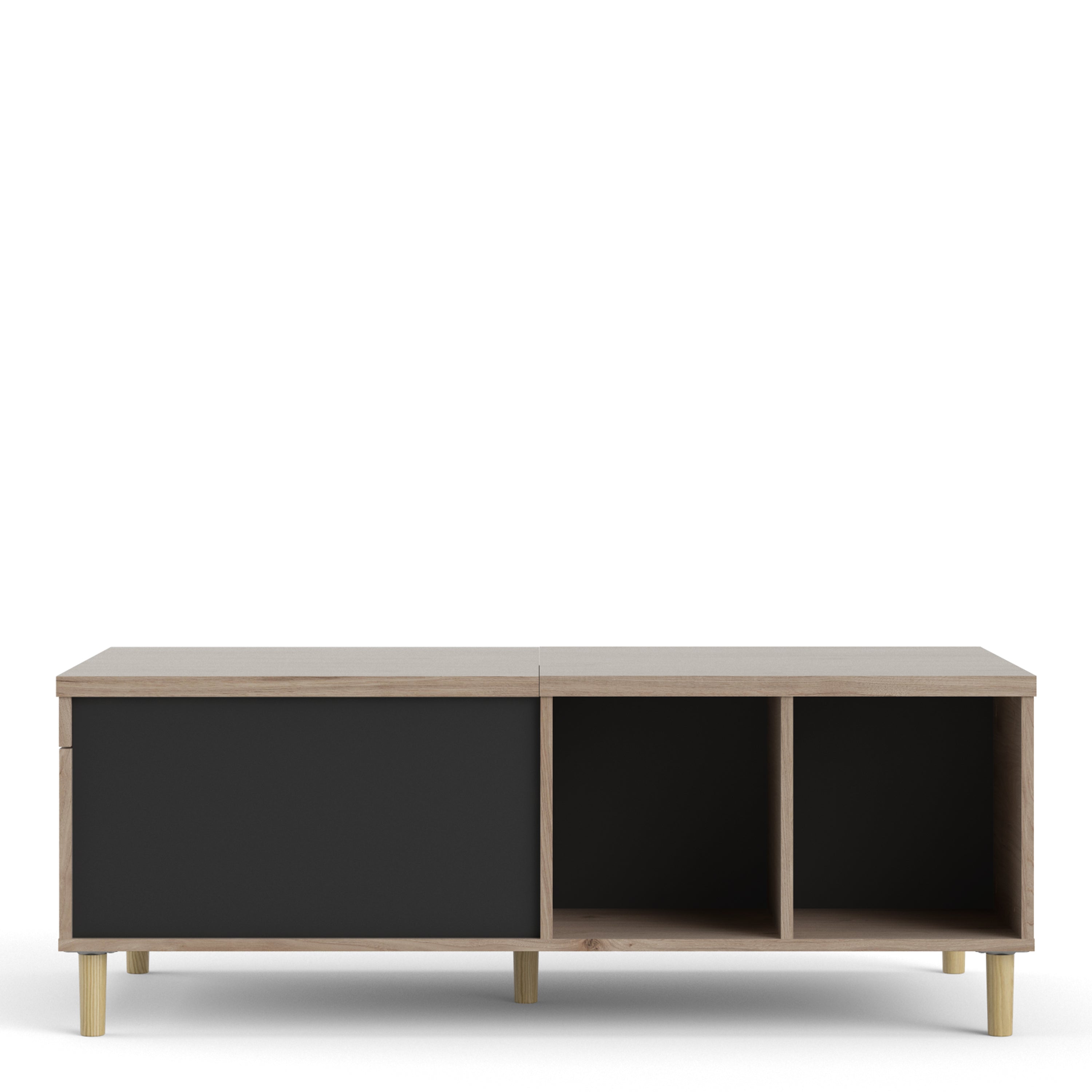 Rome Coffee Table with Sliding Top in Jackson Hickory Oak and Matt Black – FTG, view 2