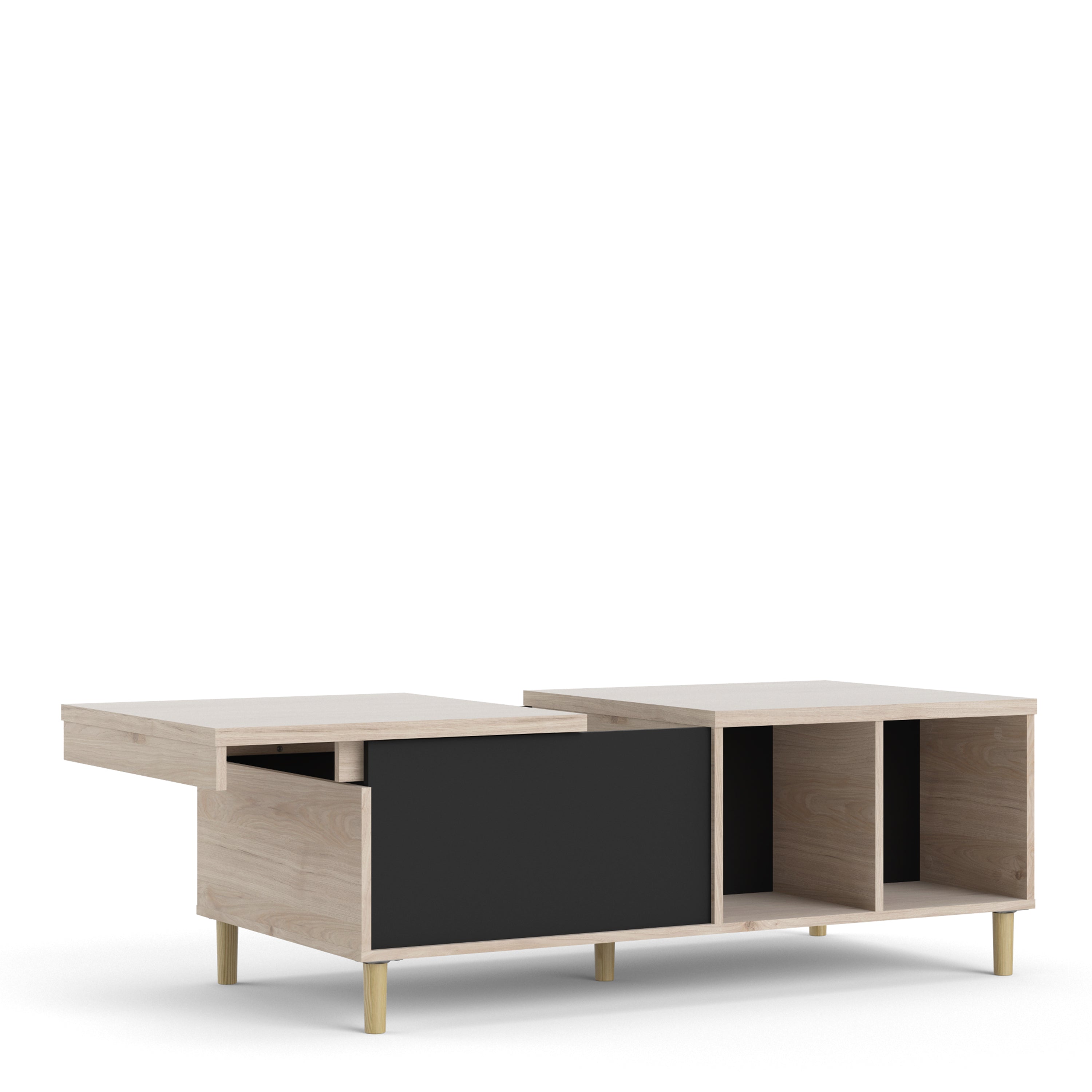 Rome Coffee Table with Sliding Top in Jackson Hickory Oak and Matt Black – FTG, view 5