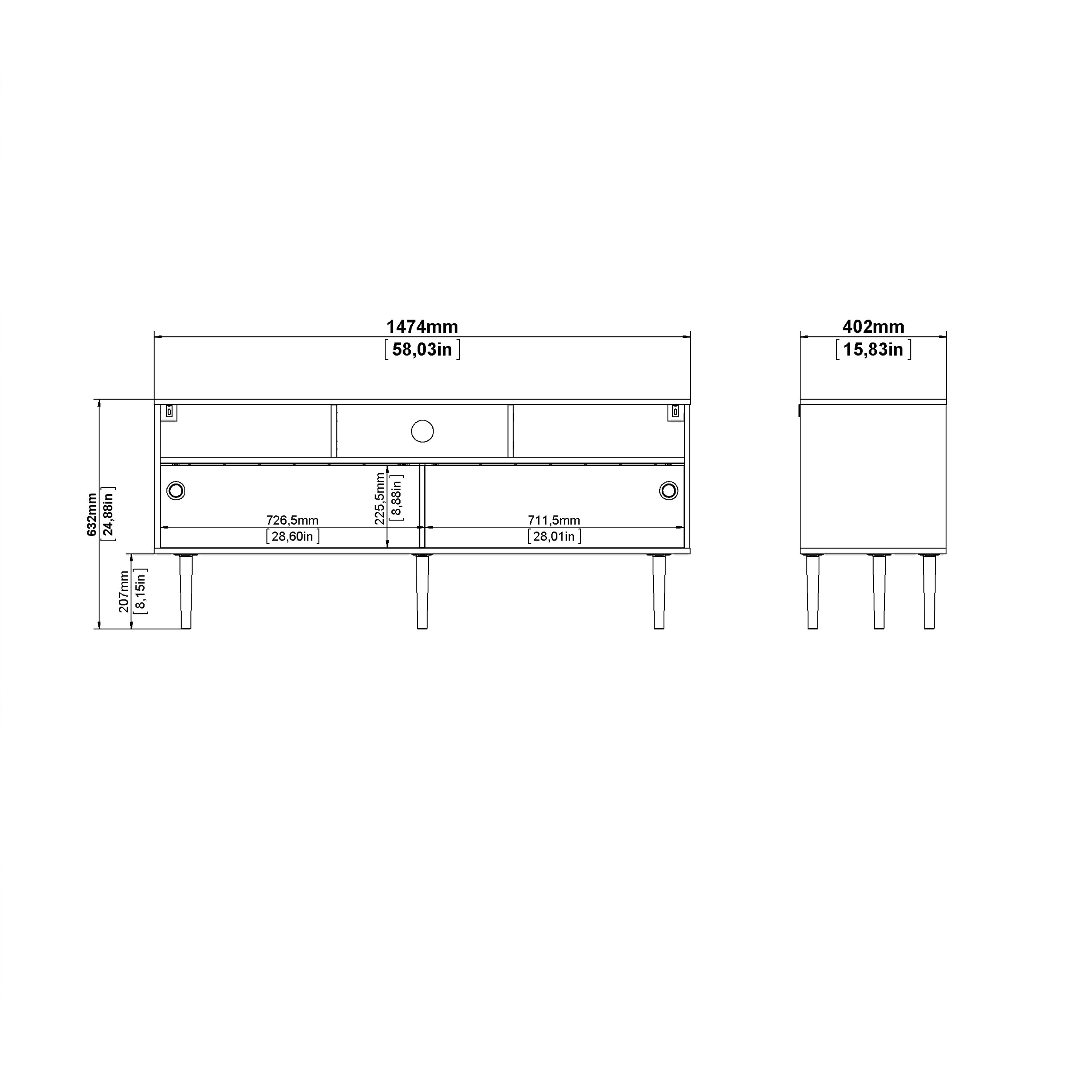 Rome TV Unit 2 Sliding Doors Oak and Matt White – FTG, view 13