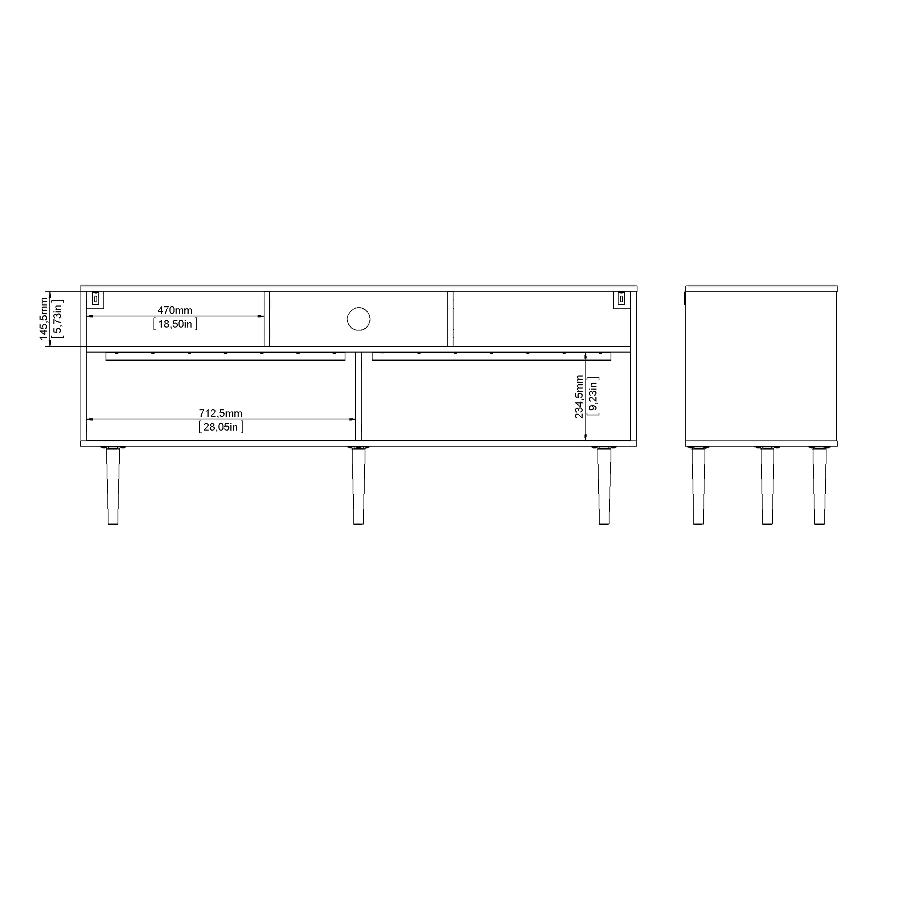 Rome TV Unit 2 Sliding Doors Oak and Matt White – FTG, view 14