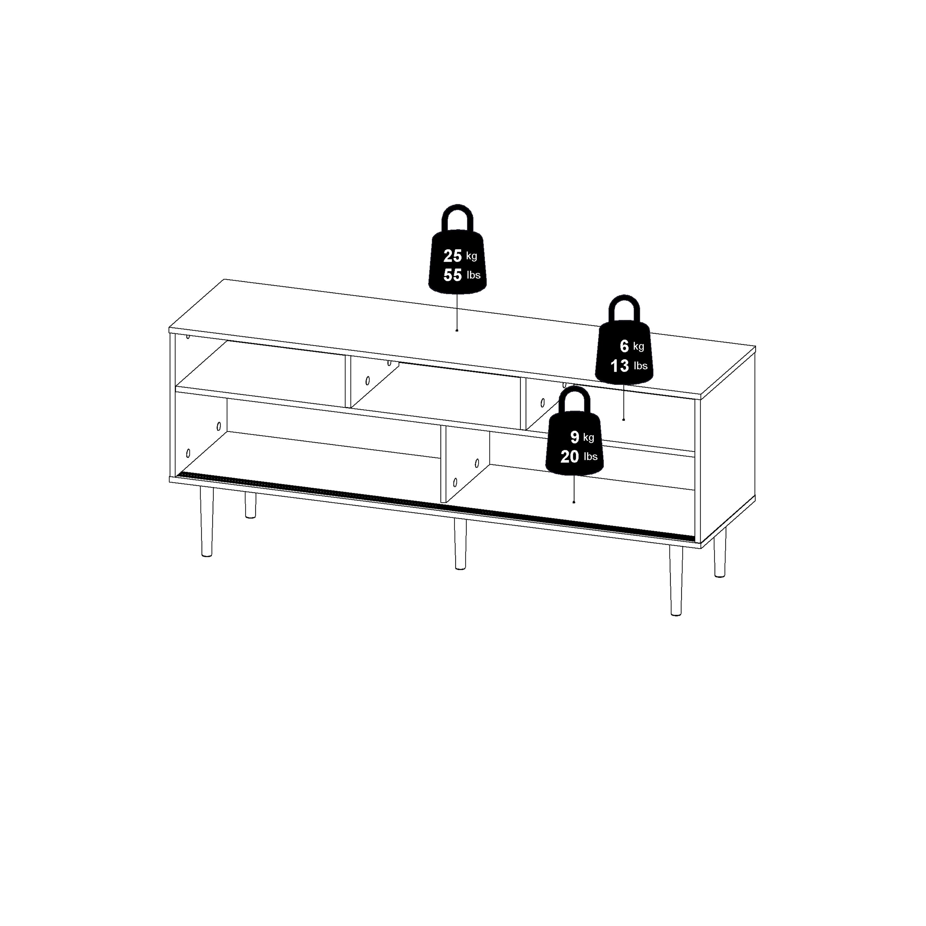 Rome TV Unit 2 Sliding Doors Oak and Matt White – FTG, view 15
