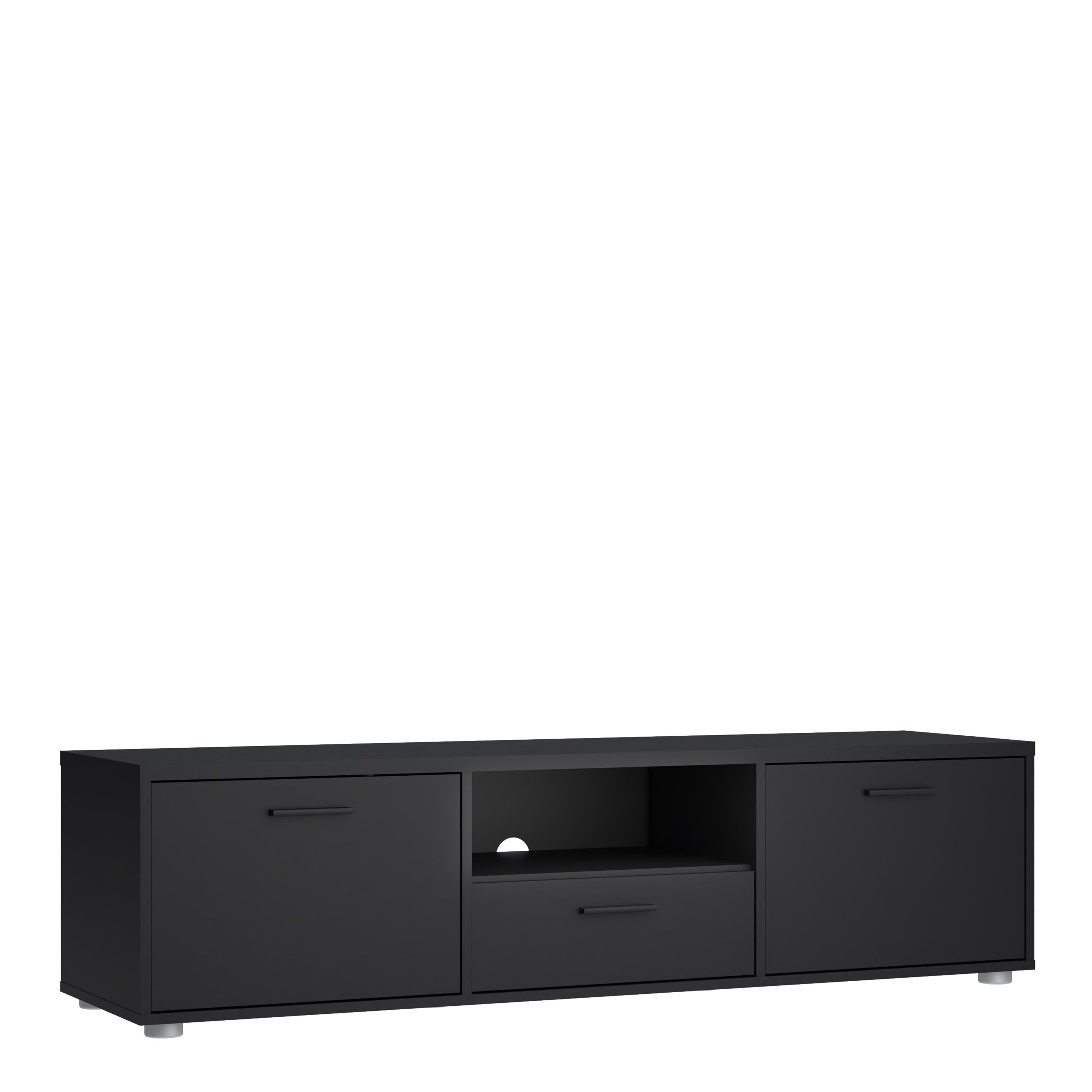 Media TV Unit with 2 Doors 1 Drawer 147cm Black – FTG