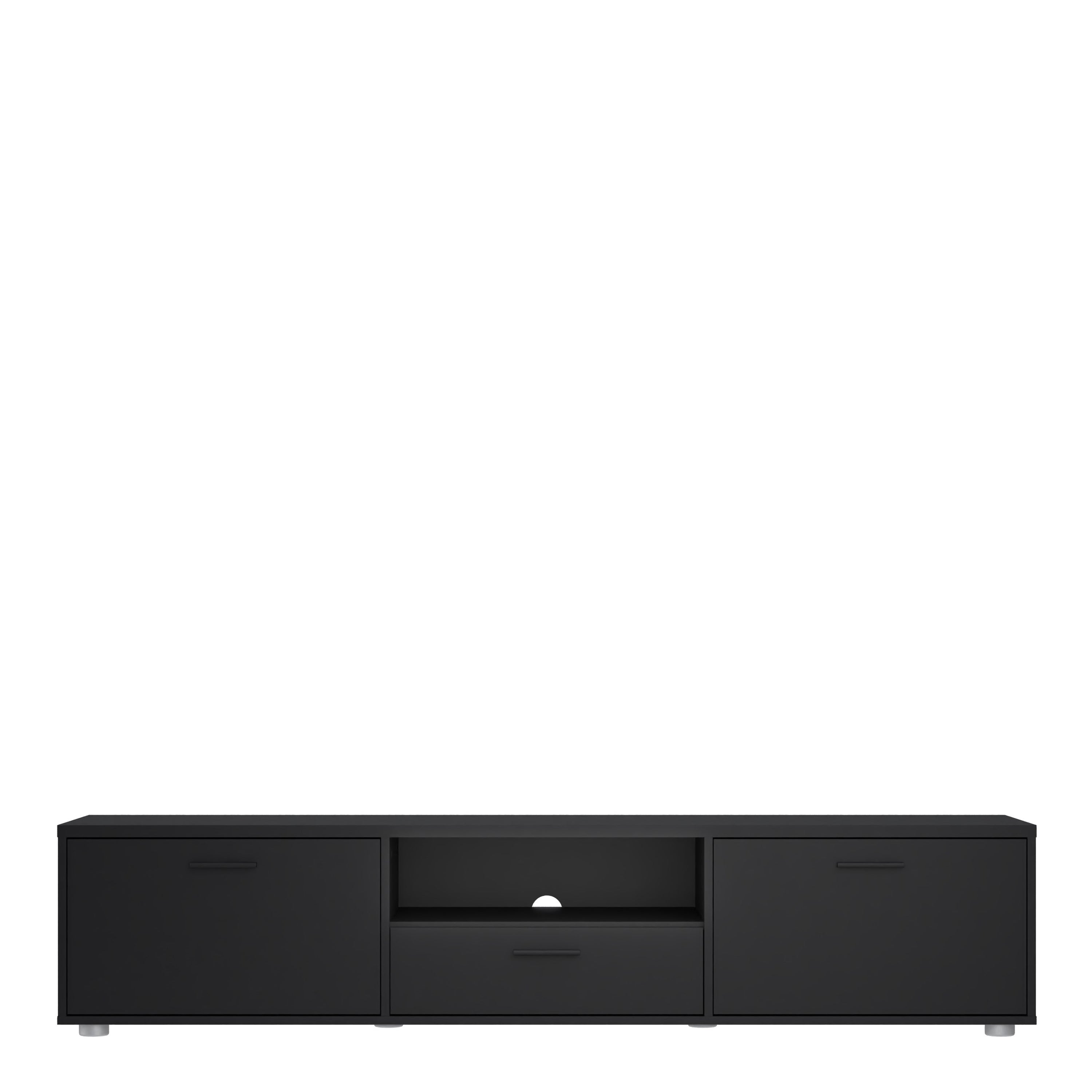 Media TV Unit with 2 Doors 1 Drawer 177cm Black – FTG, view 2