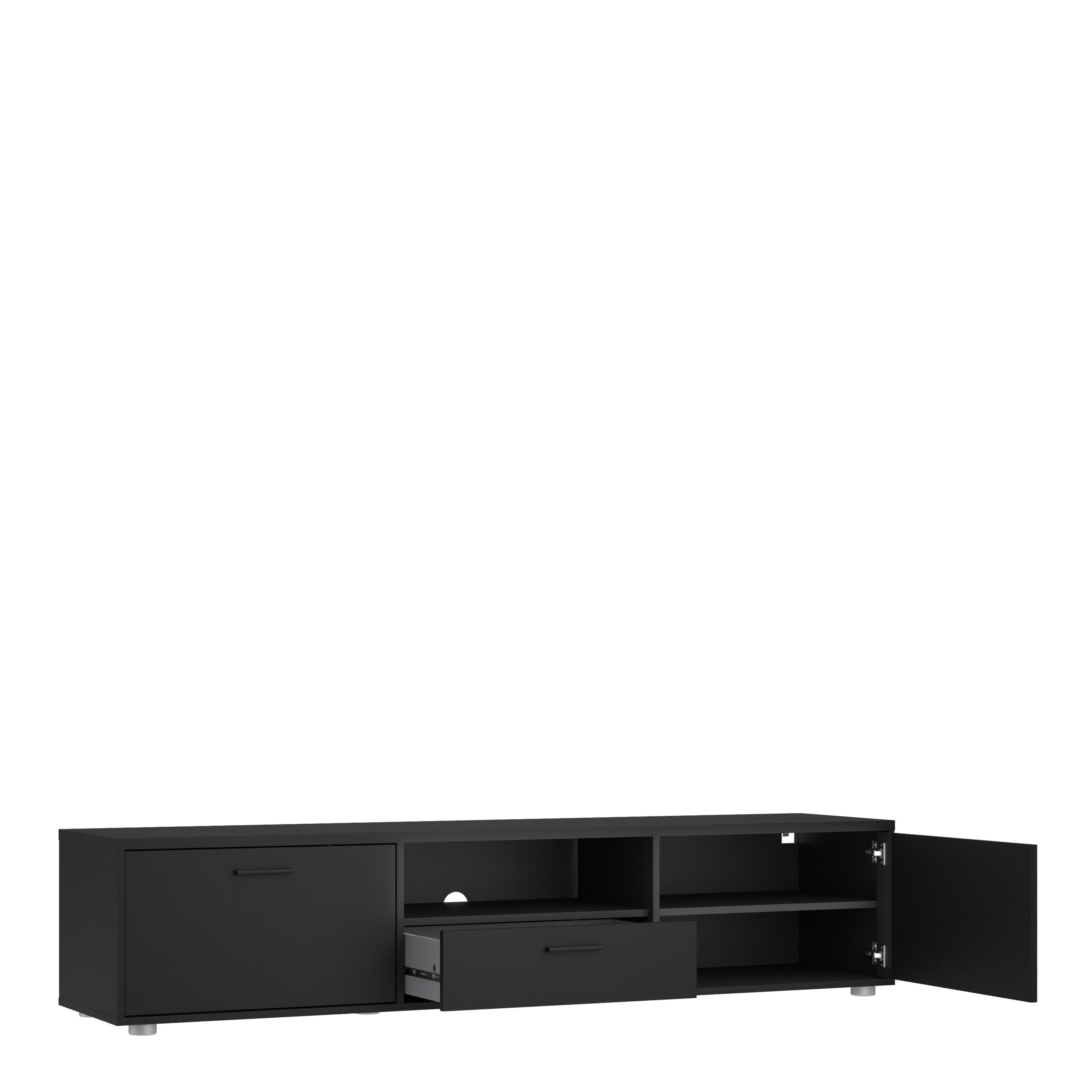 Media TV Unit with 2 Doors 1 Drawer 177cm Black – FTG, view 5