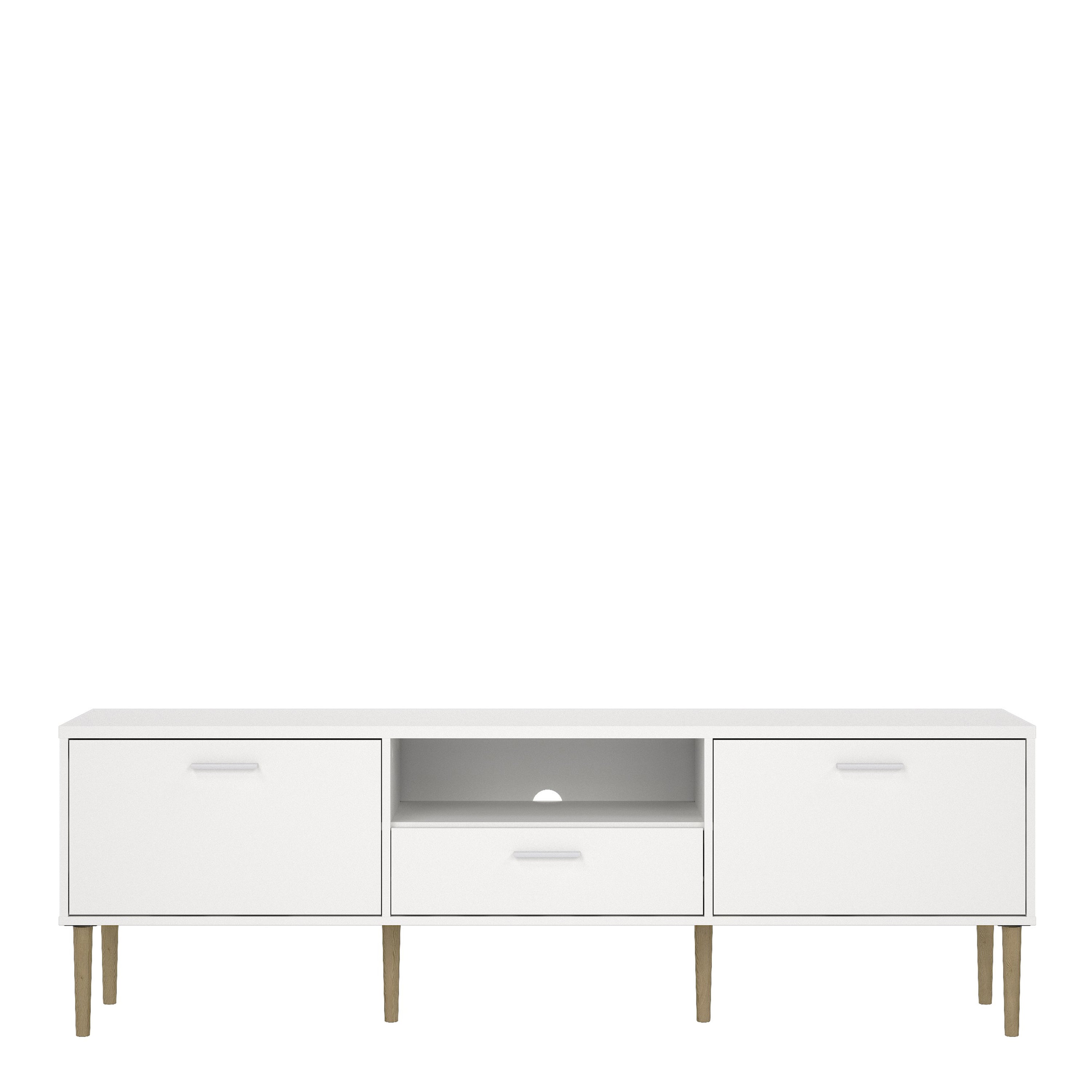 Media TV Unit with 2 Doors 1 Drawer in White – FTG, view 2