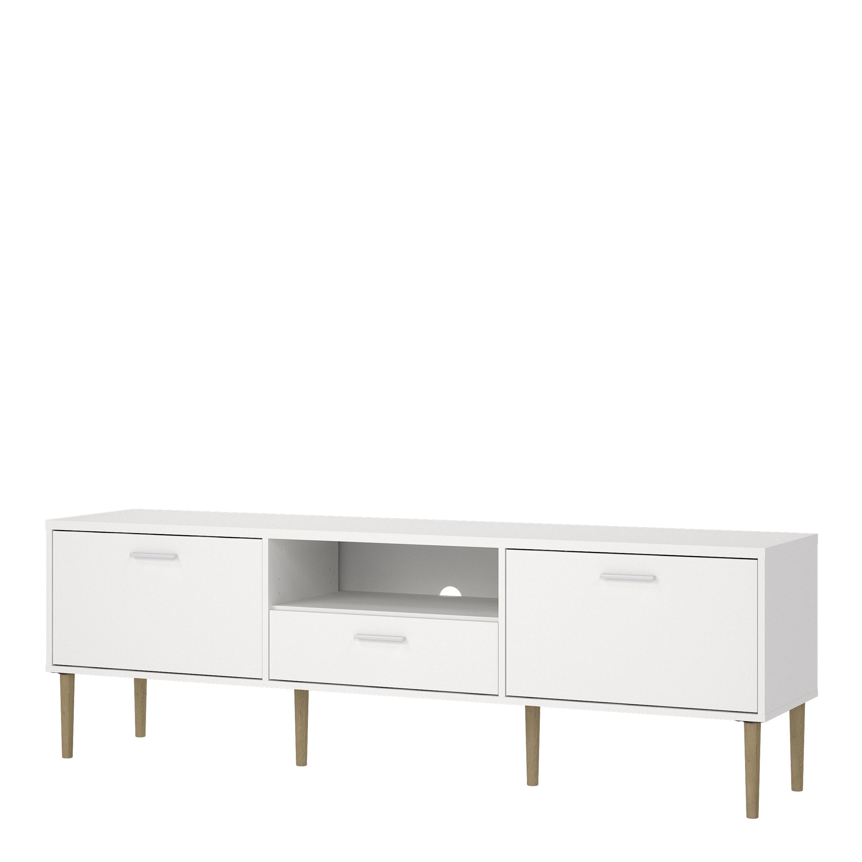 Media TV Unit with 2 Doors 1 Drawer in White – FTG, view 3