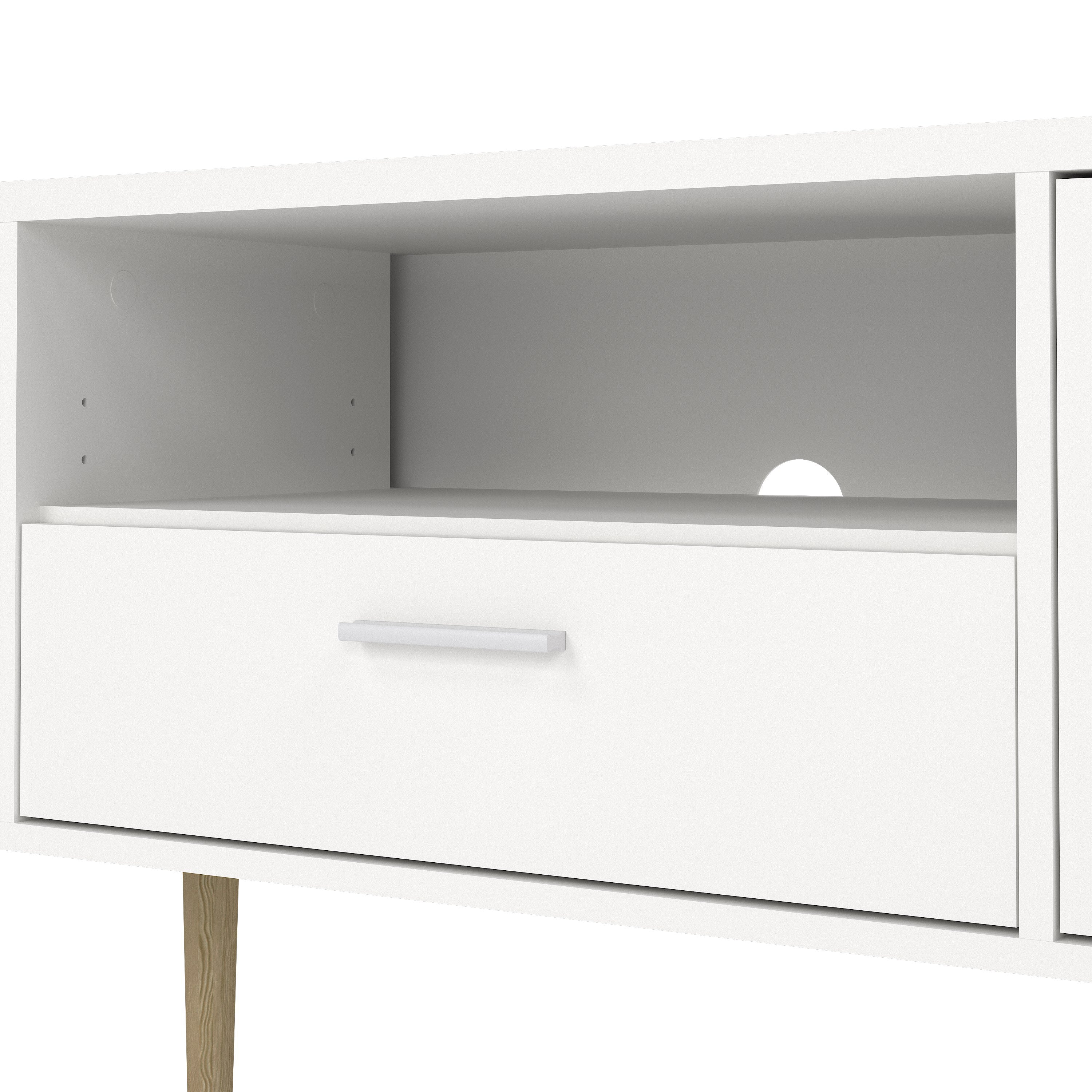 Media TV Unit with 2 Doors 1 Drawer in White – FTG, view 8